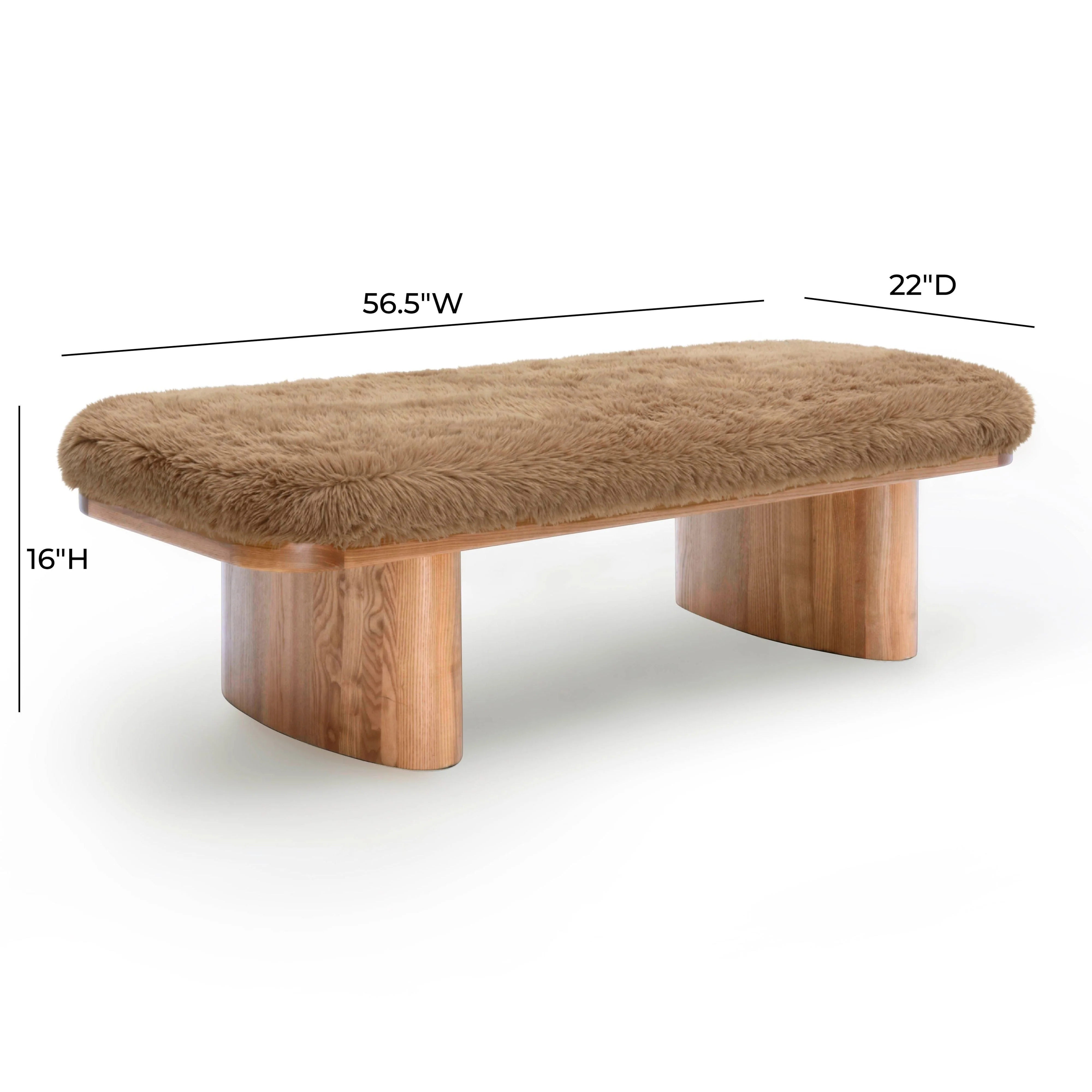 Ollie 56.5" Contract-Grade Straight Vegan Shearling Large Bench - Image 12