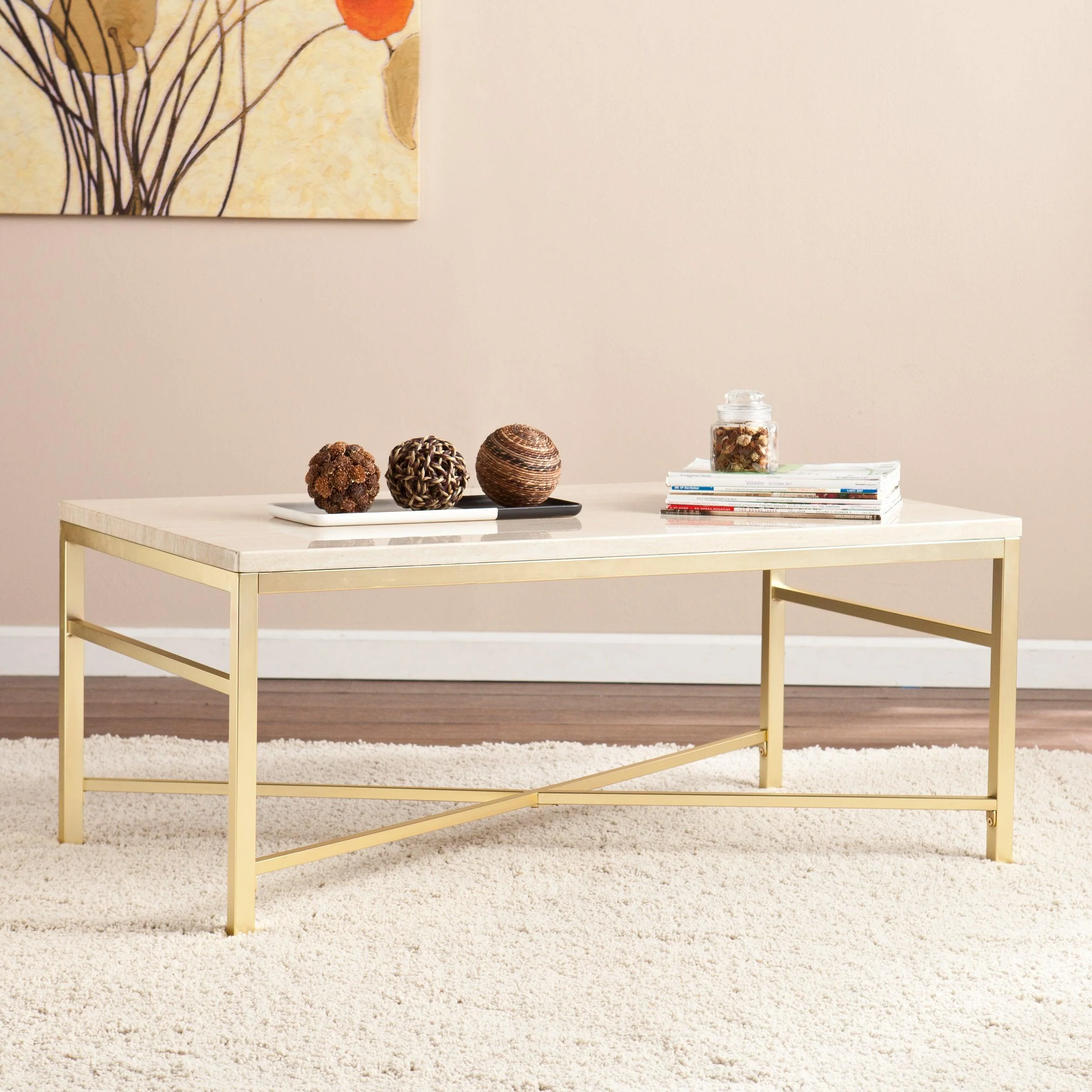 Orinda Faux Stone Cocktail Table - Travertine - Image 2