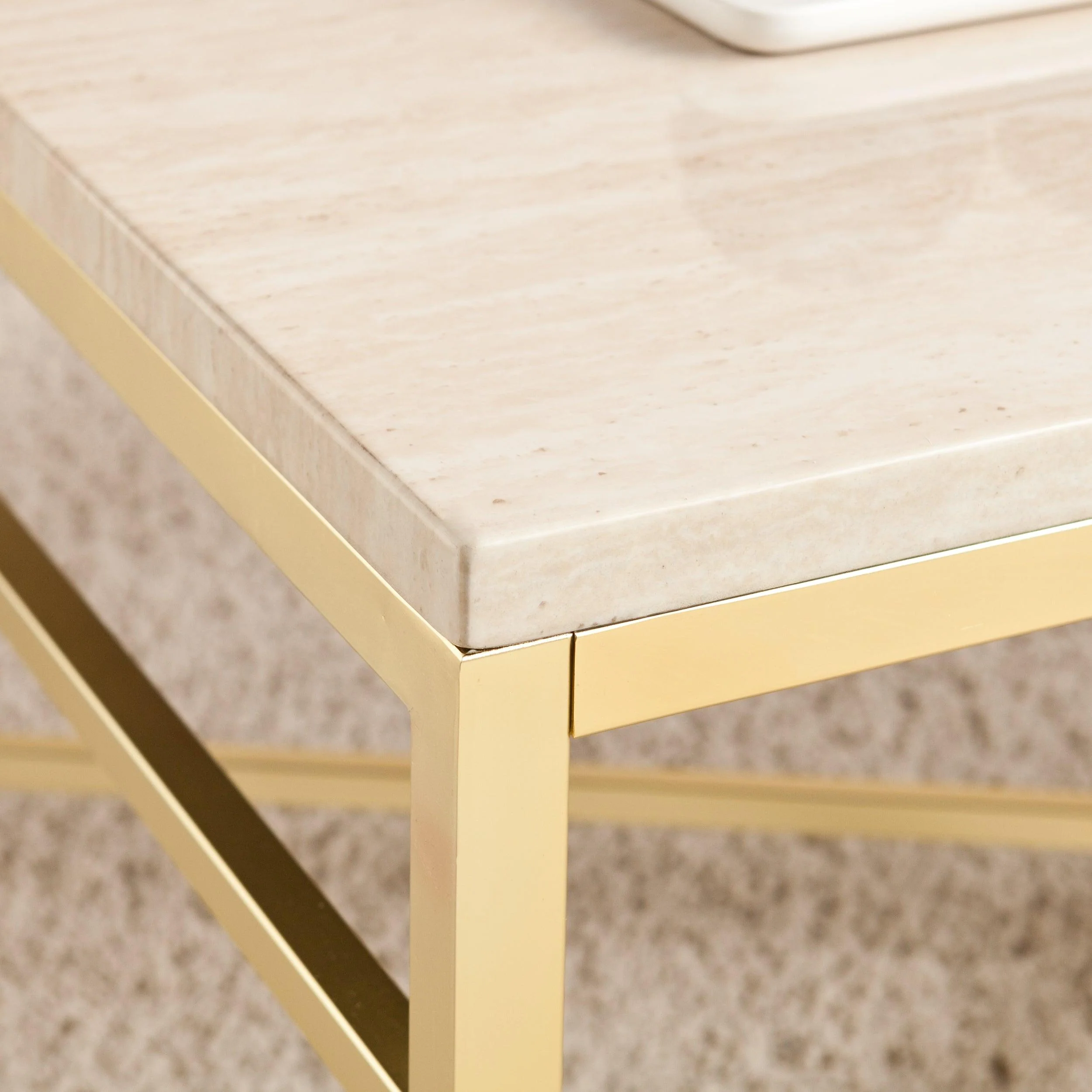 Orinda Faux Stone Cocktail Table - Travertine - Image 3