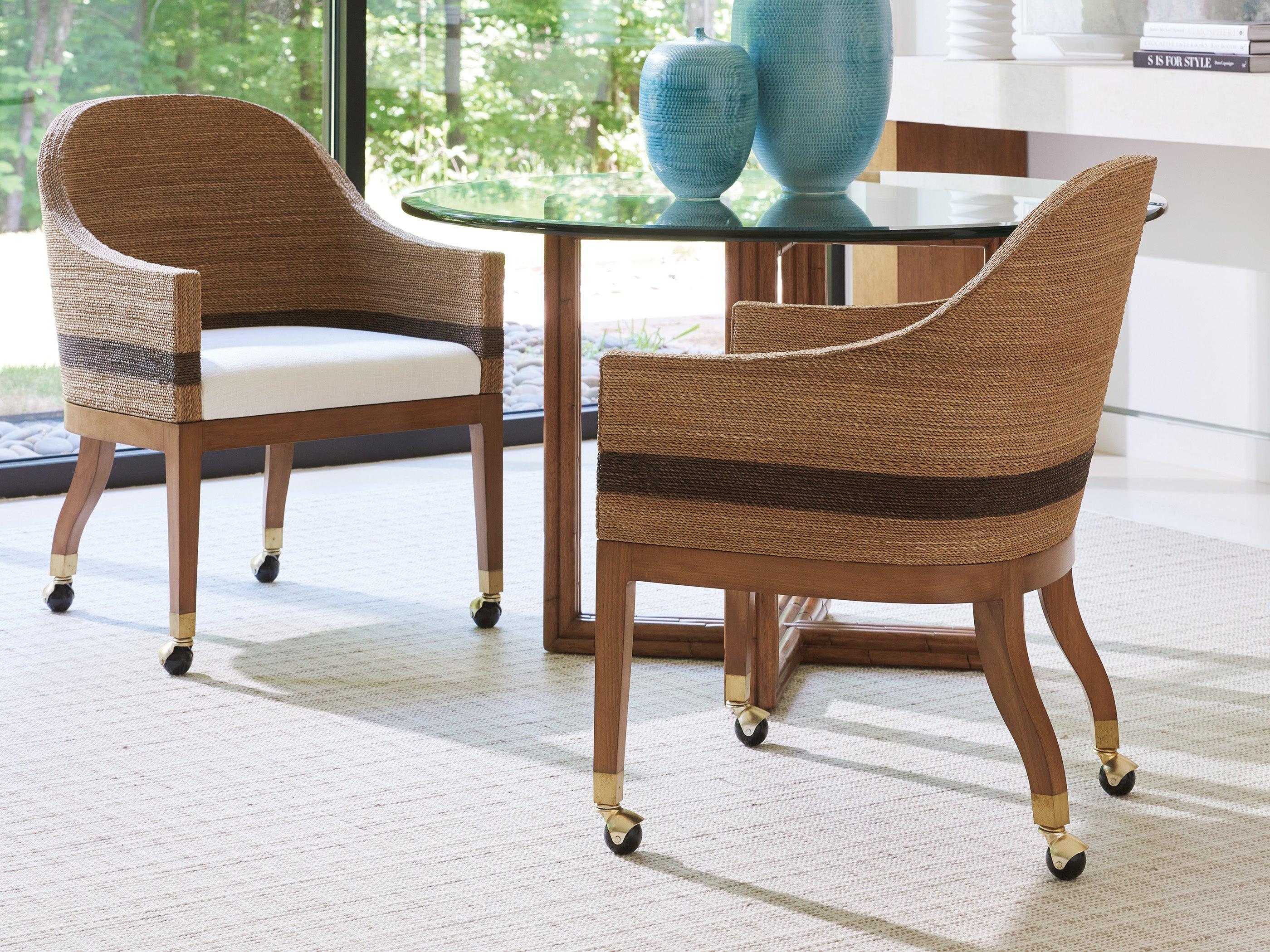 Palm Desert Dorian Woven Arm Chair With Casters - Image 2