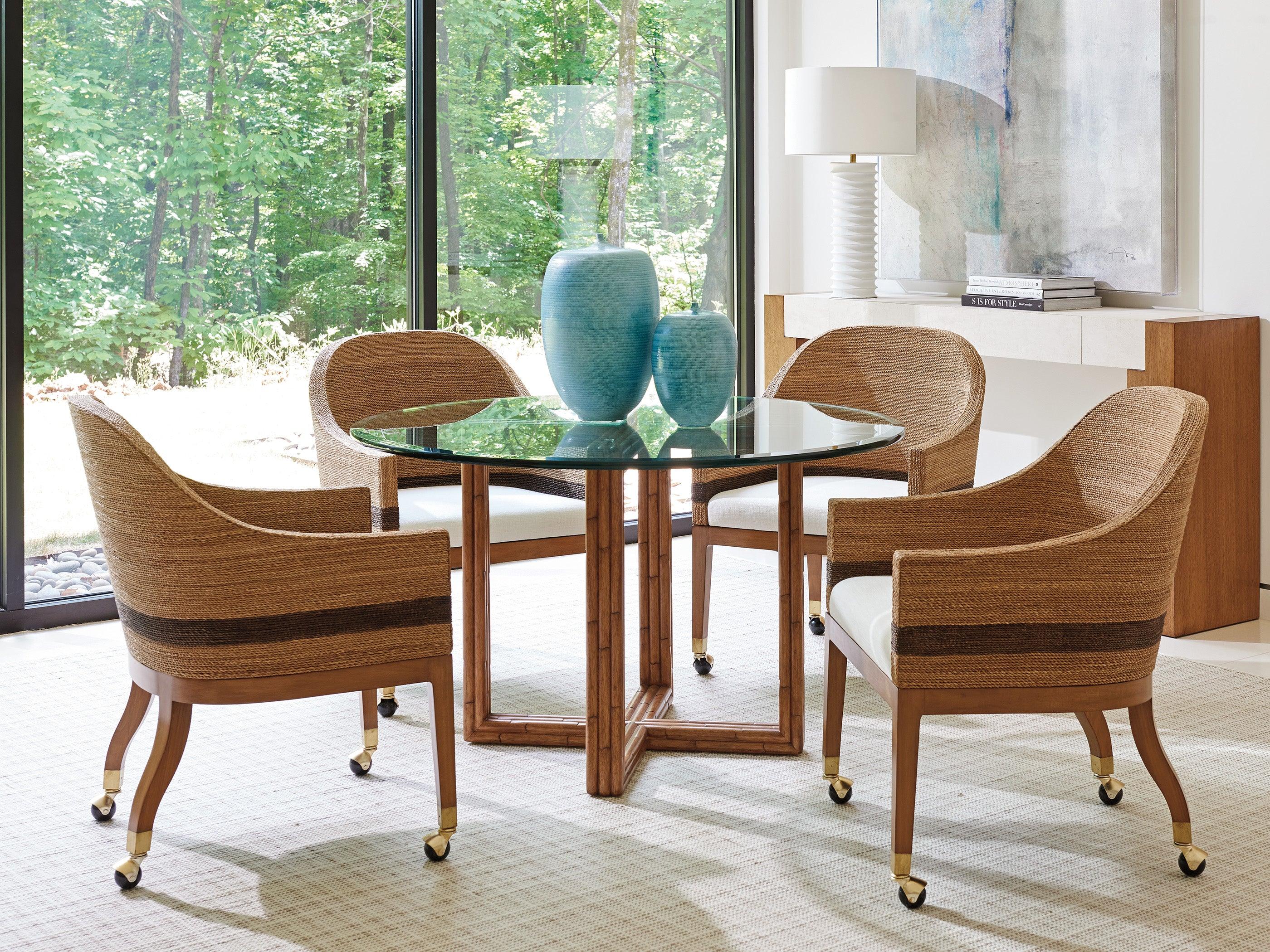 Palm Desert Dorian Woven Arm Chair With Casters - Image 3