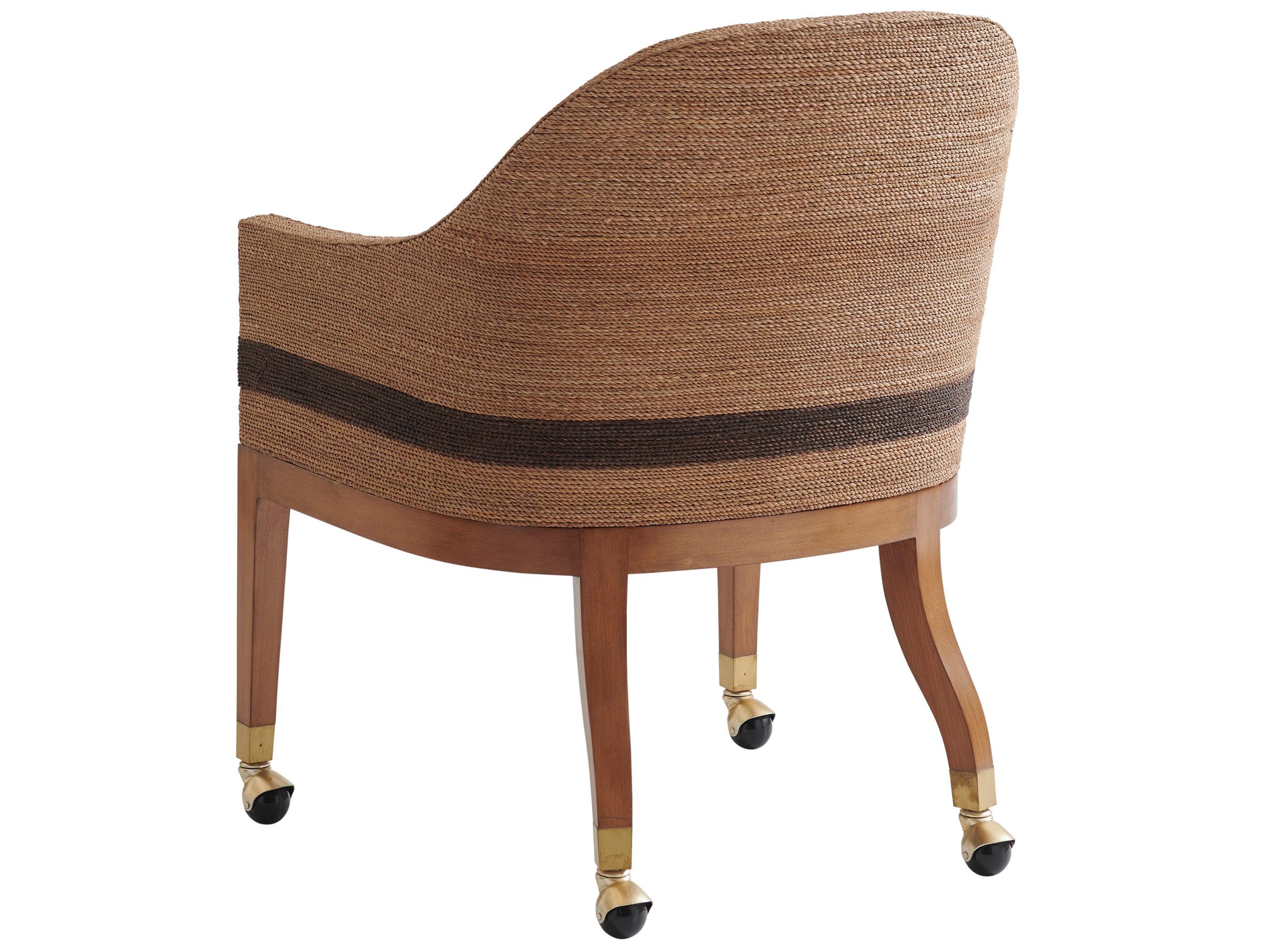 Palm Desert Dorian Woven Arm Chair With Casters - Image 4