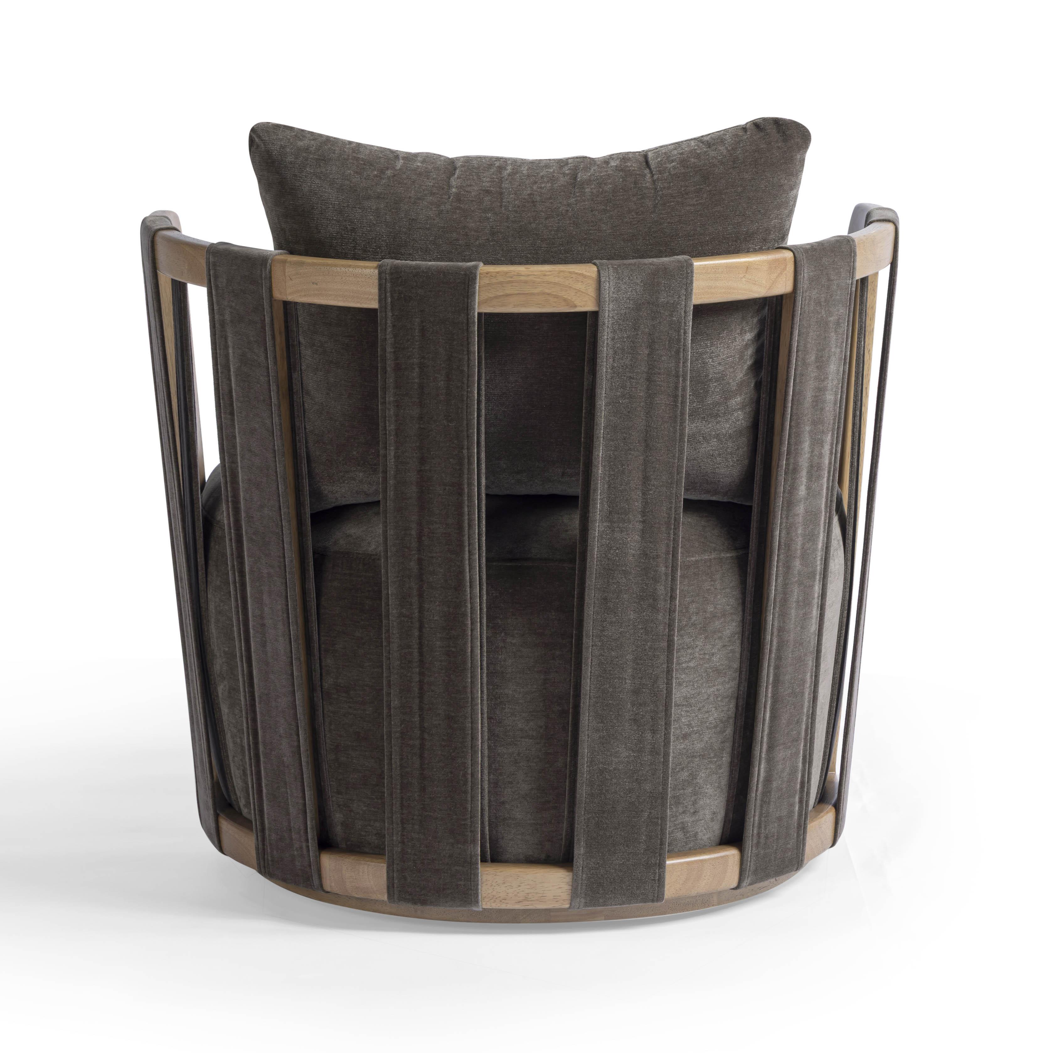 Paolo Upcycled Contract-Grade Fabric Swivel Accent Chair - Image 11