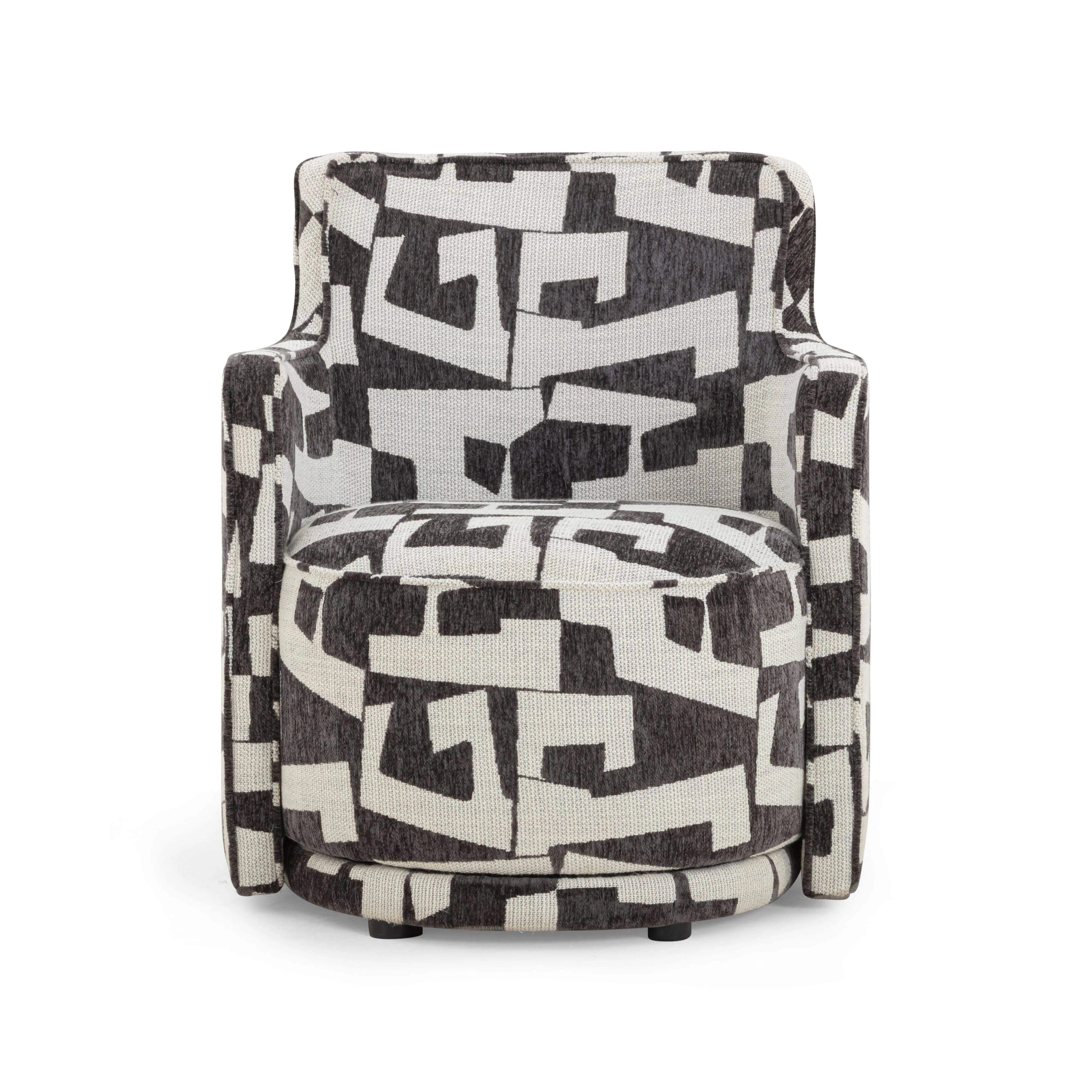 Passe Black Performance Jacquard Swivel Chair - Image 3