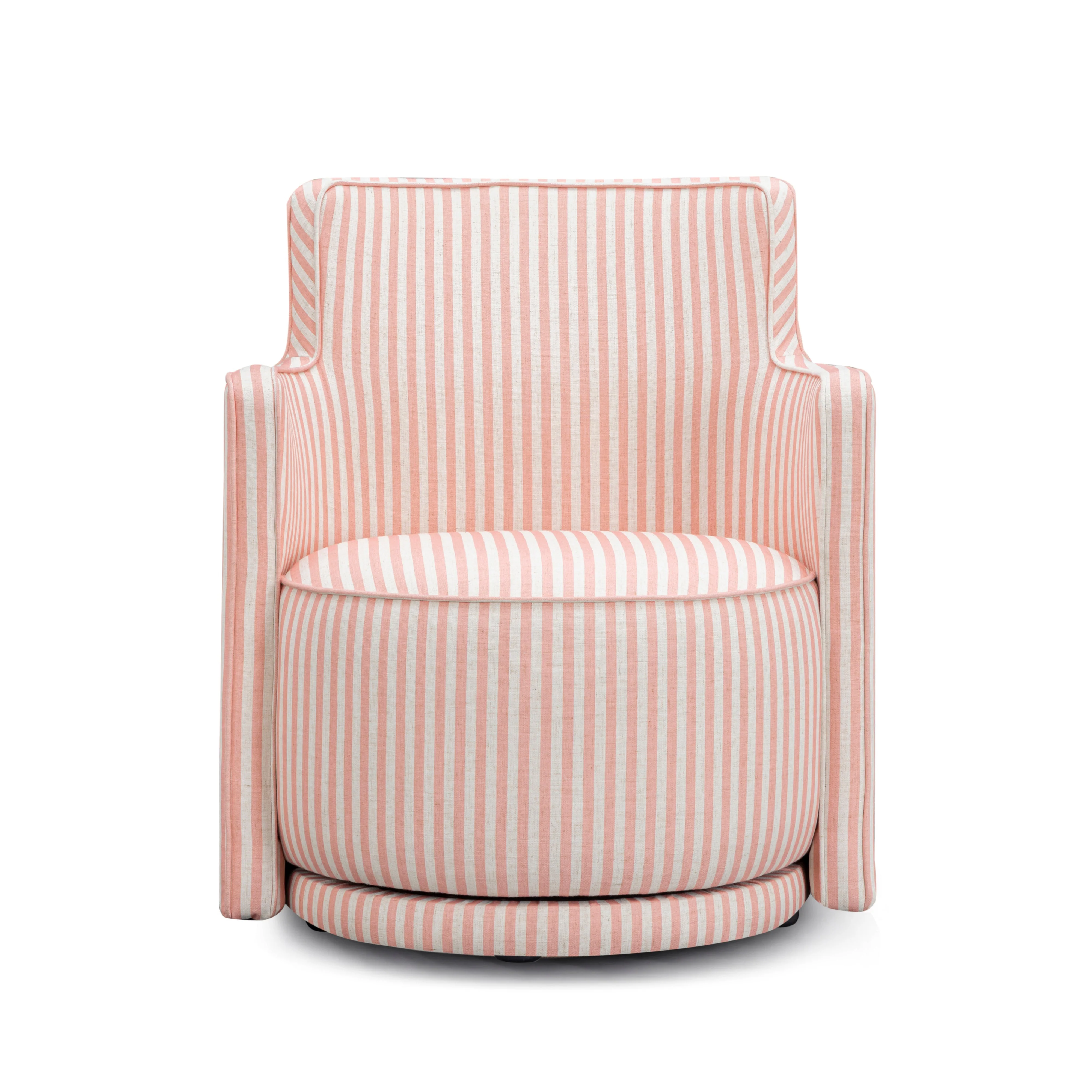 Passe Striped Linen Swivel Chair - Image 9