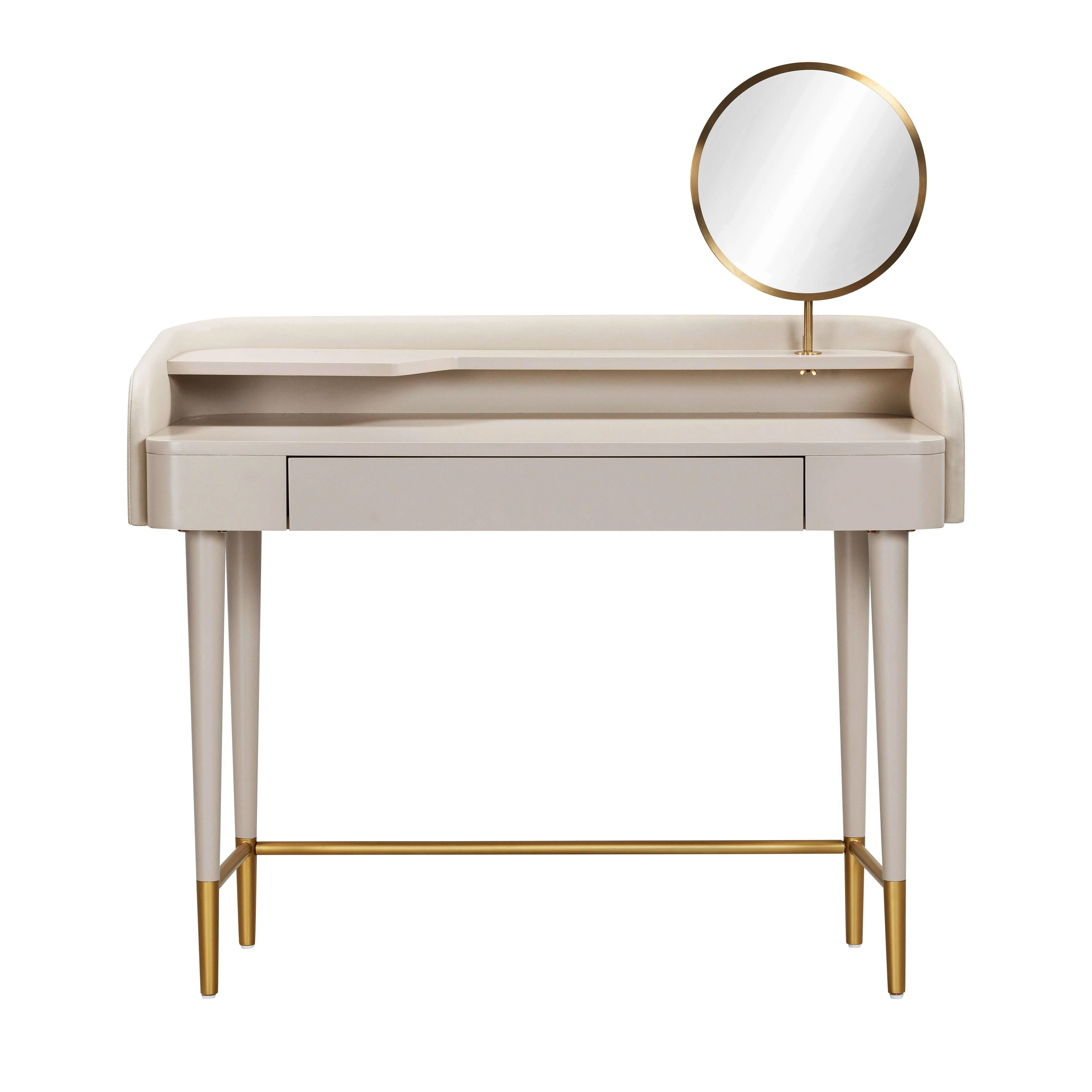 Penelope Taupe Vegan Leather Wrapped Vanity - Image 4