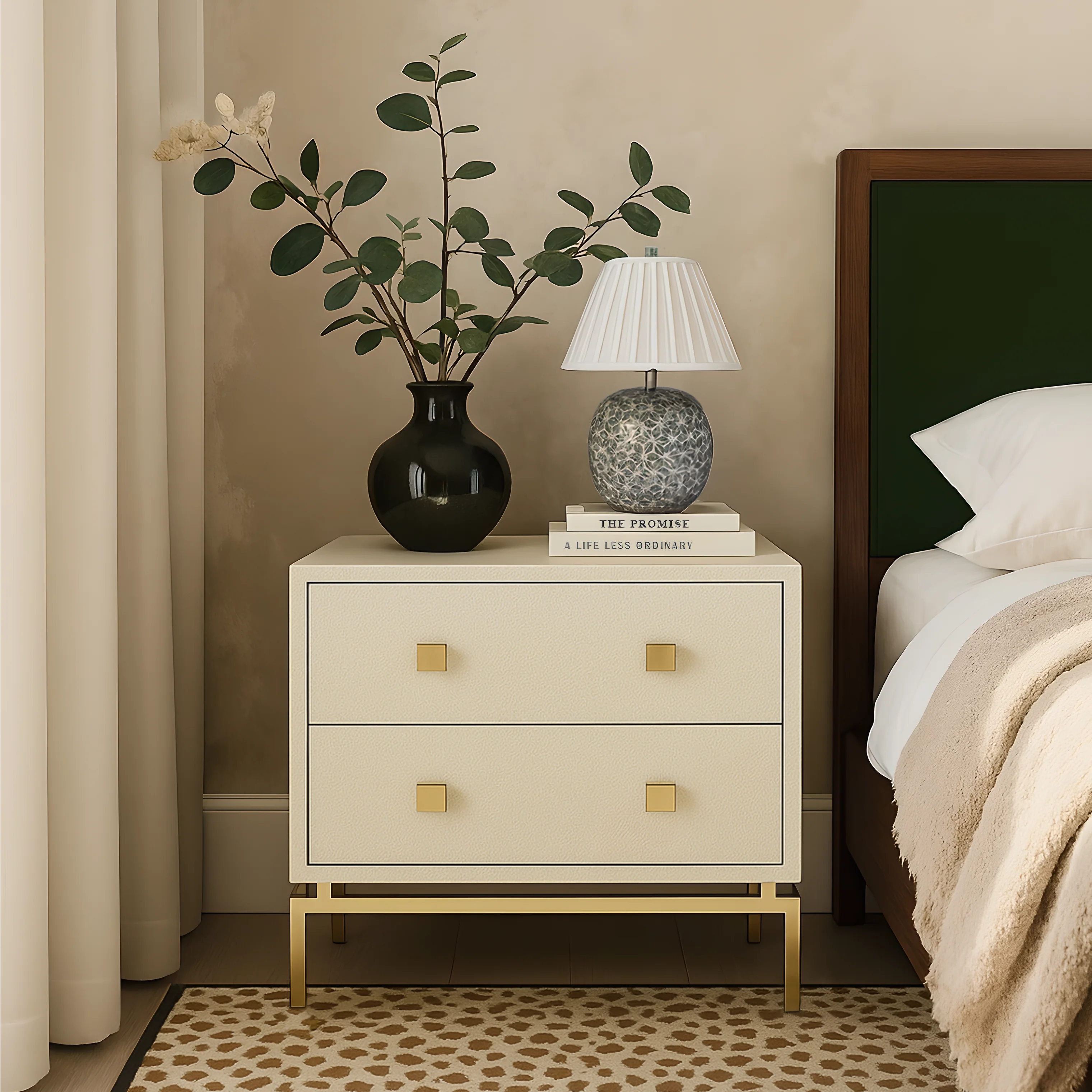 Pesce 25" Faux Shagreen 2-Drawer Nightstand - Image 2