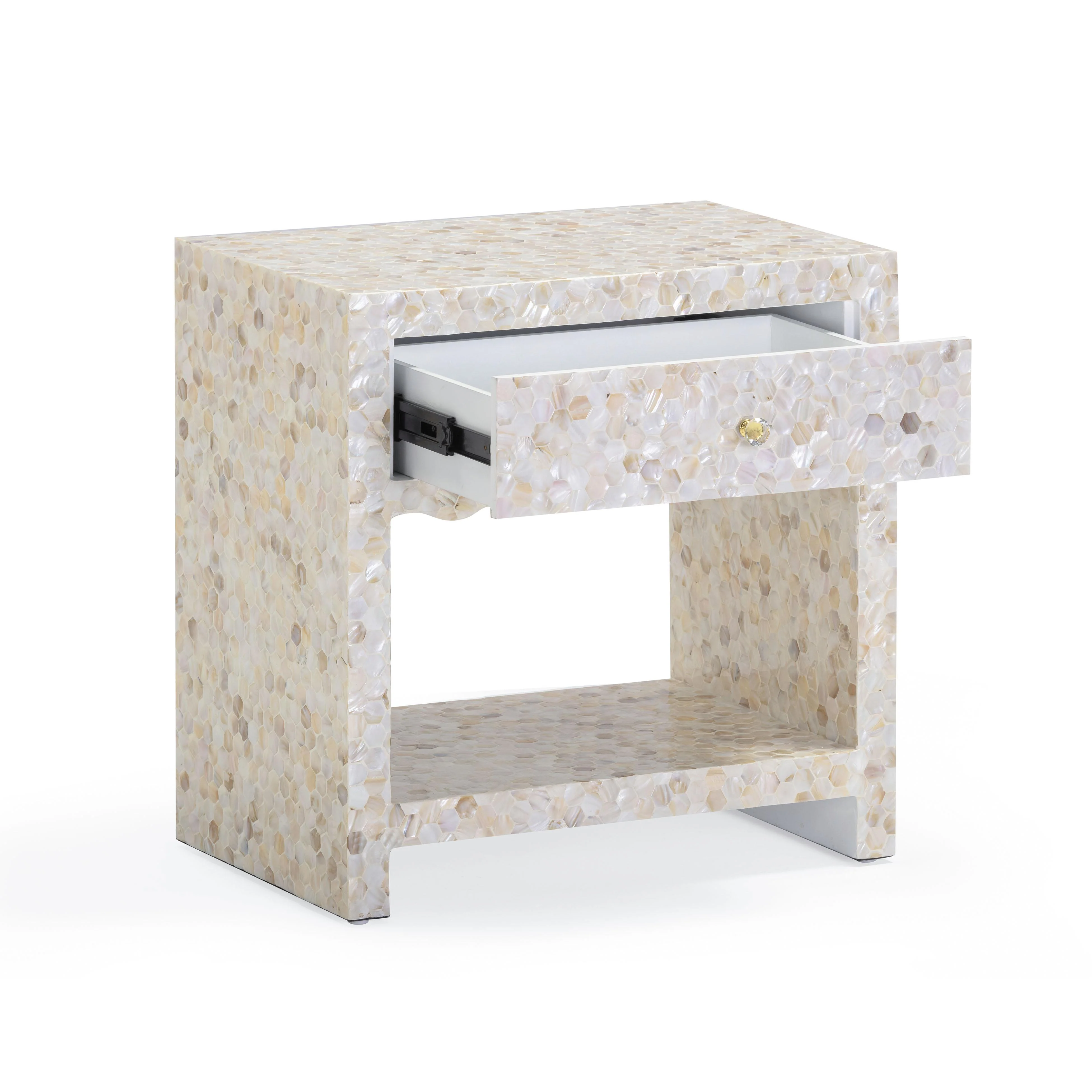 Piara 22" Natural Mother of Pearl Inlaid Nightstand With Drawer - Image 4