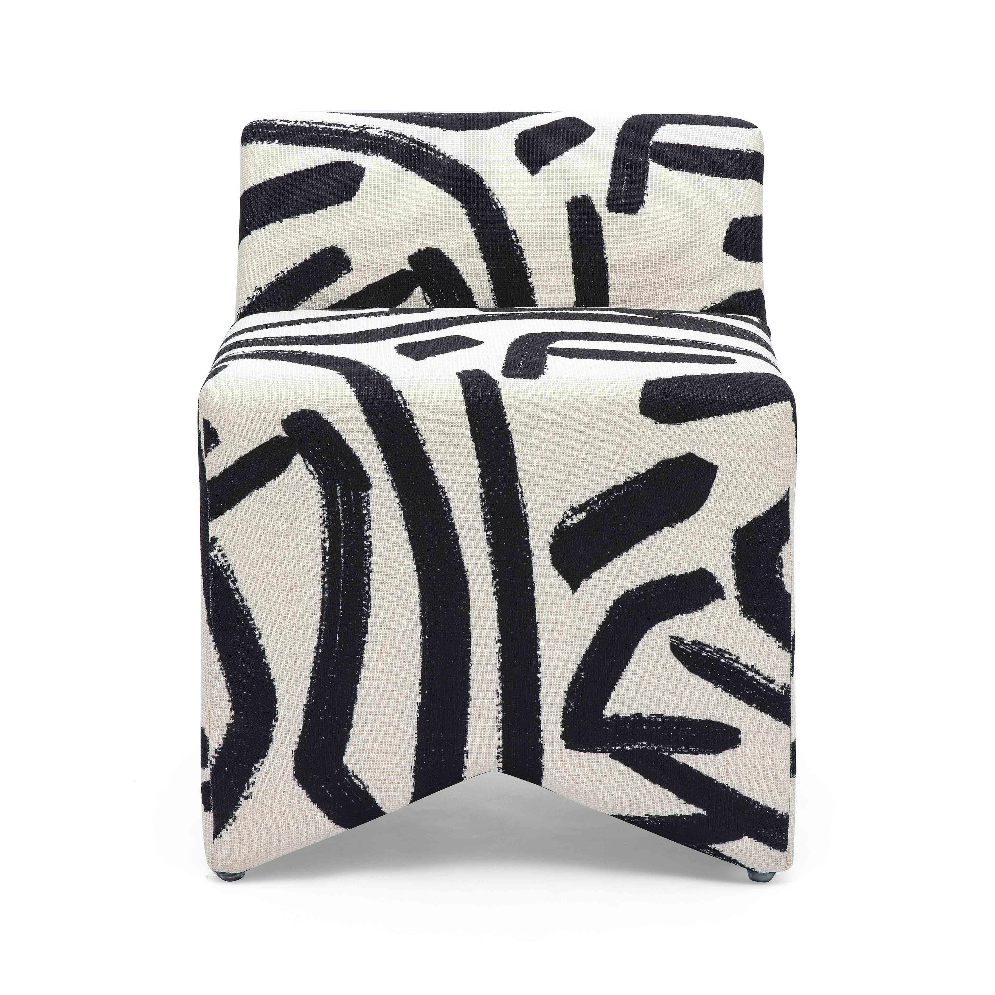 Pippa Black Brushstroke Print Contract Grade Accent Stool - Image 3