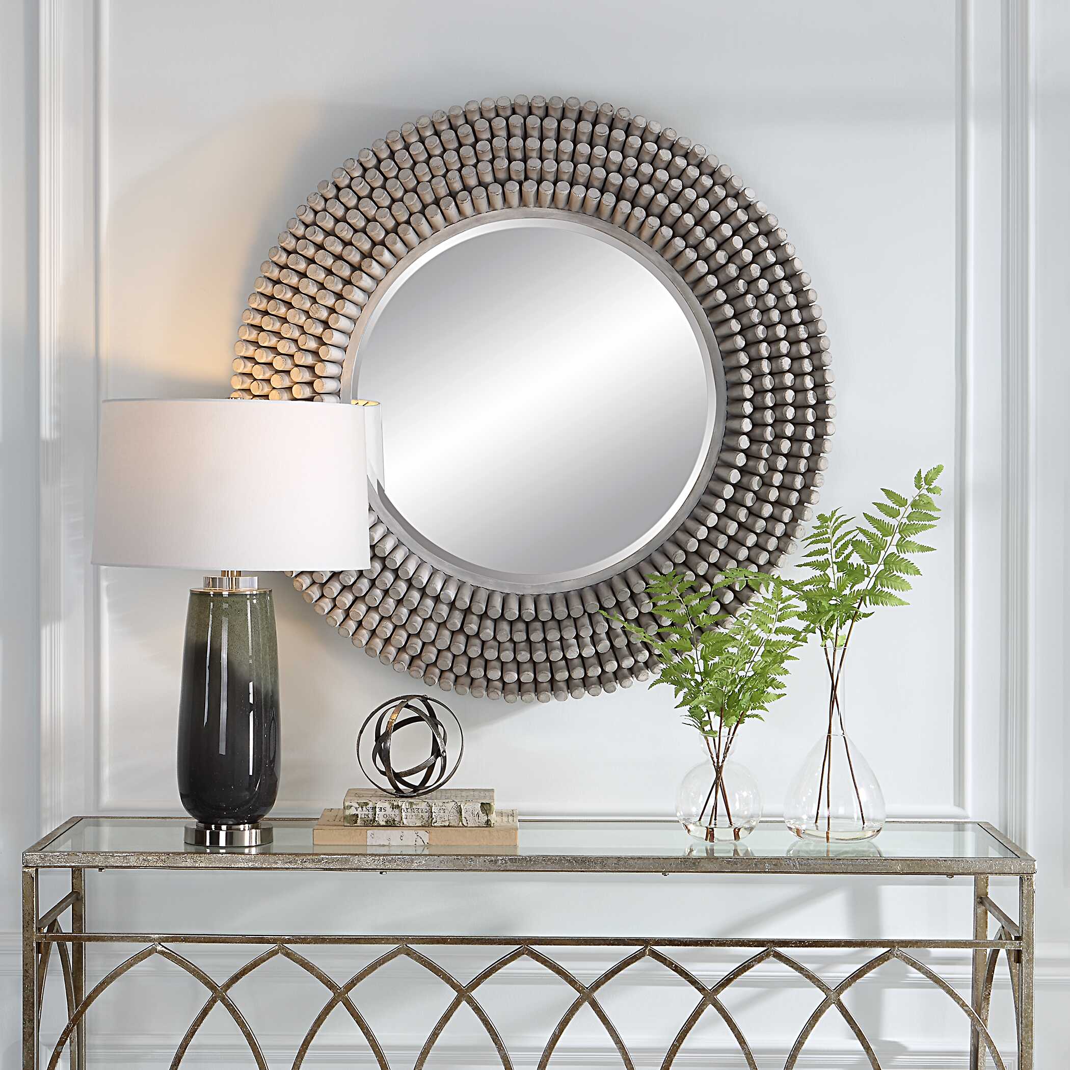 Portside Round Gray Mirror - Image 2