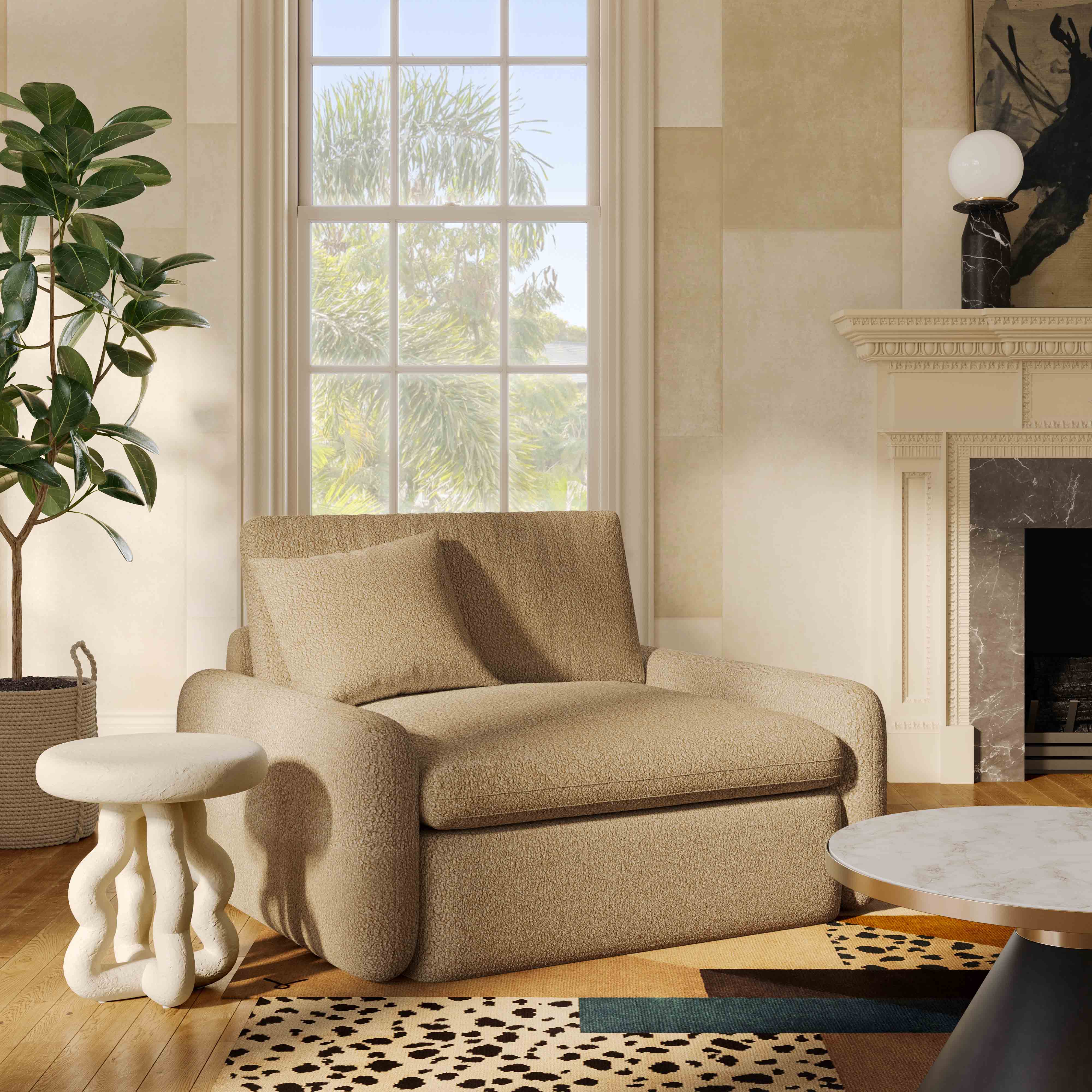 Rachelle Tan Contract-Grade Boucle Lounge Chair - Image 2