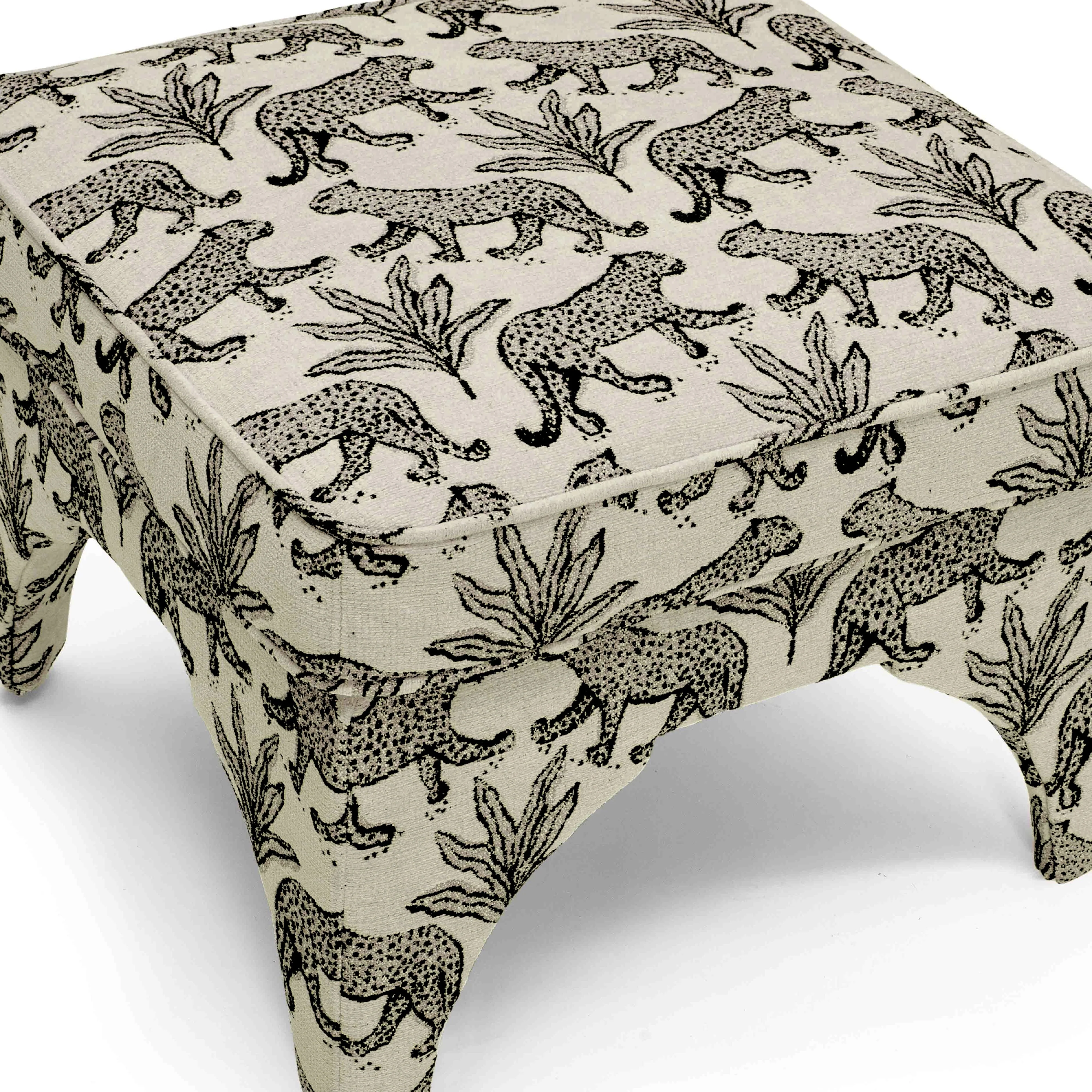 Raji Leopard Performance Jacquard Ottoman - Image 5