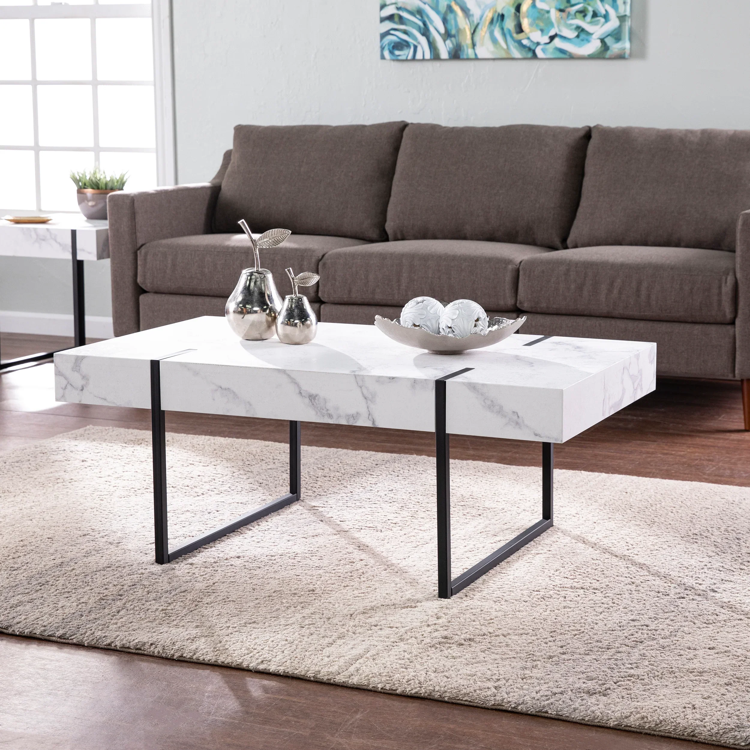 Rangley Modern Faux Marble Cocktail Table - Image 2