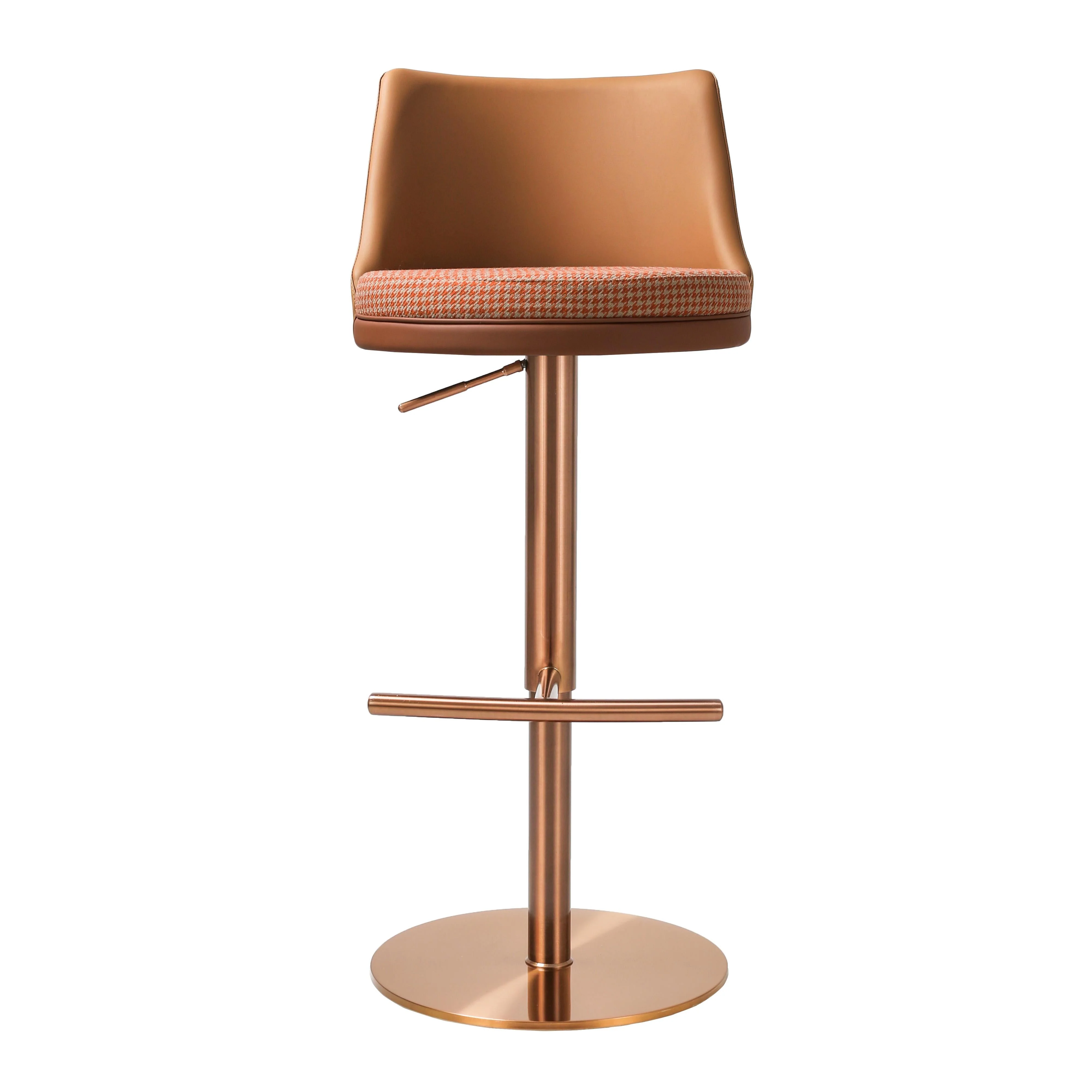 Reagan Cafe Au Lait Houndstooth Adjustable Swivel Stool - Image 3