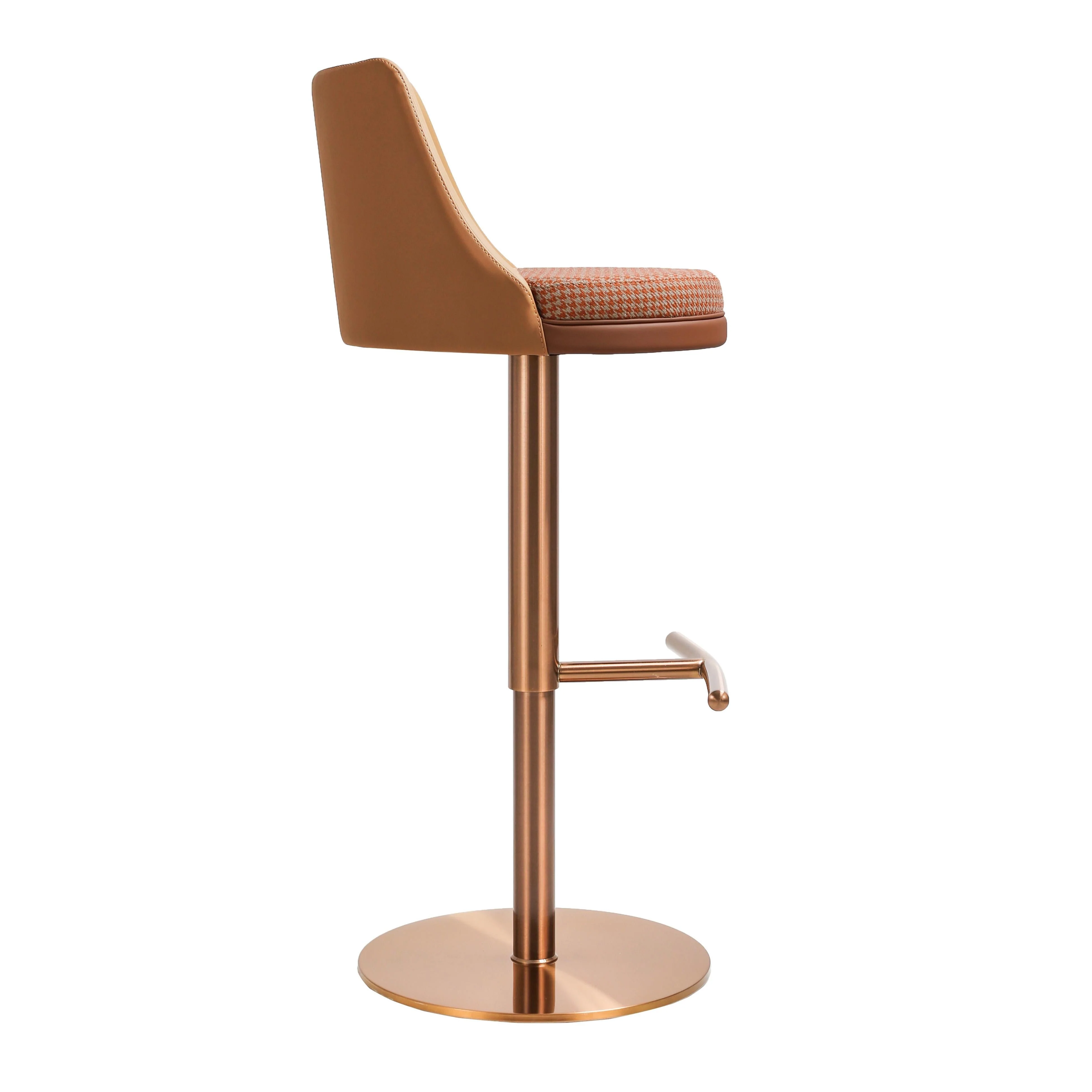 Reagan Cafe Au Lait Houndstooth Adjustable Swivel Stool - Image 5