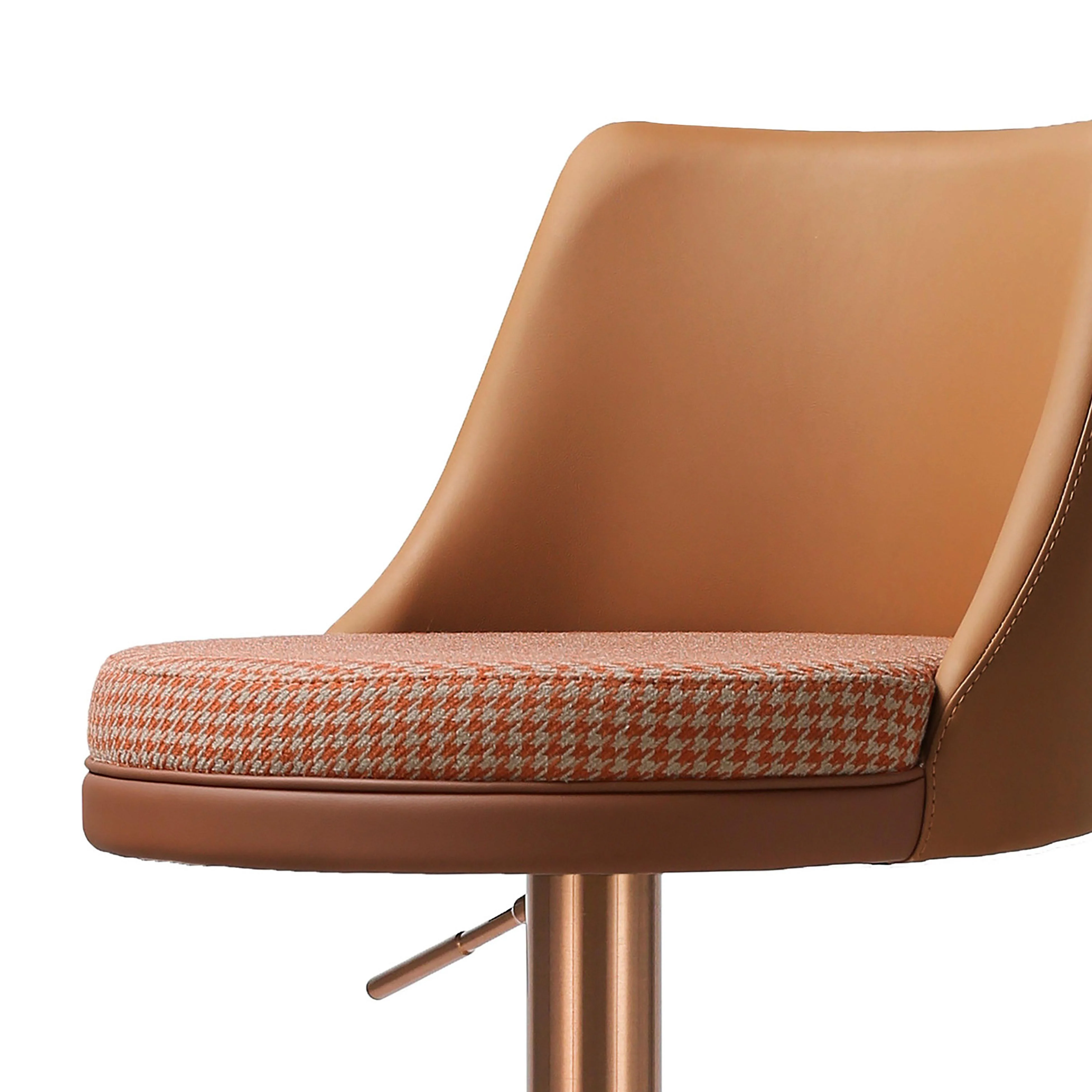 Reagan Cafe Au Lait Houndstooth Adjustable Swivel Stool - Image 6