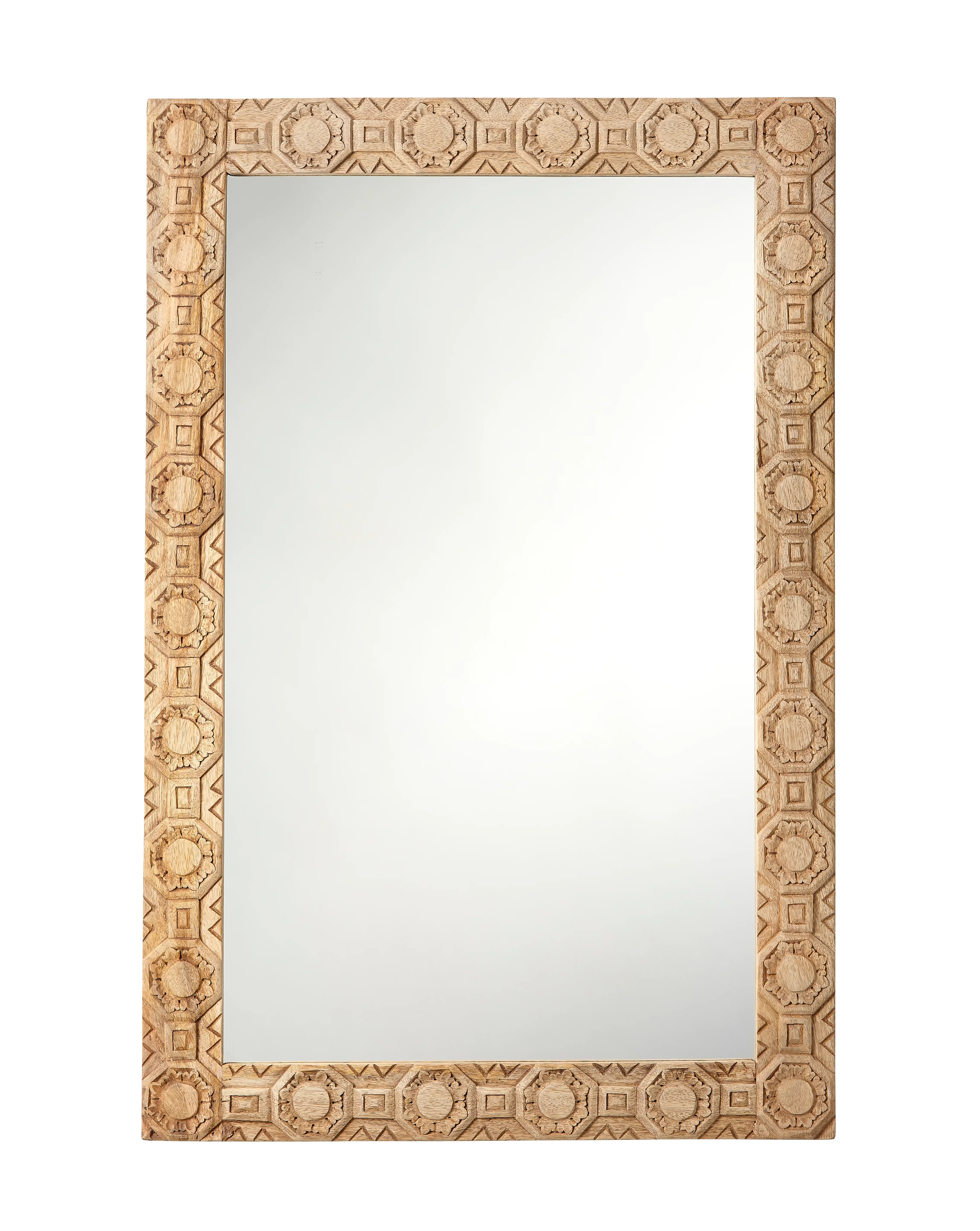Relief Wood Carved Rectangle Wall Mirror