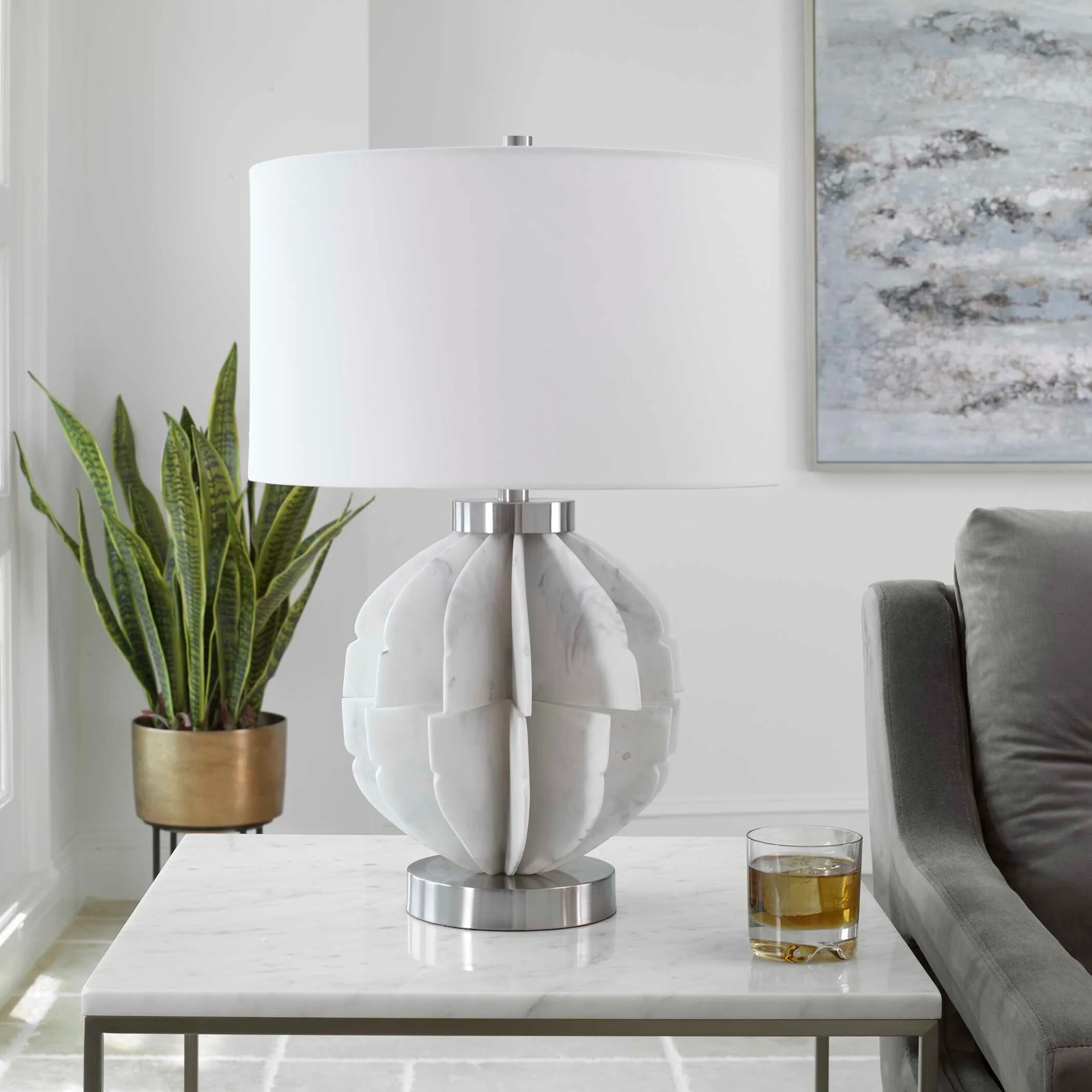 Repetition White Marble Table Lamp - Image 3