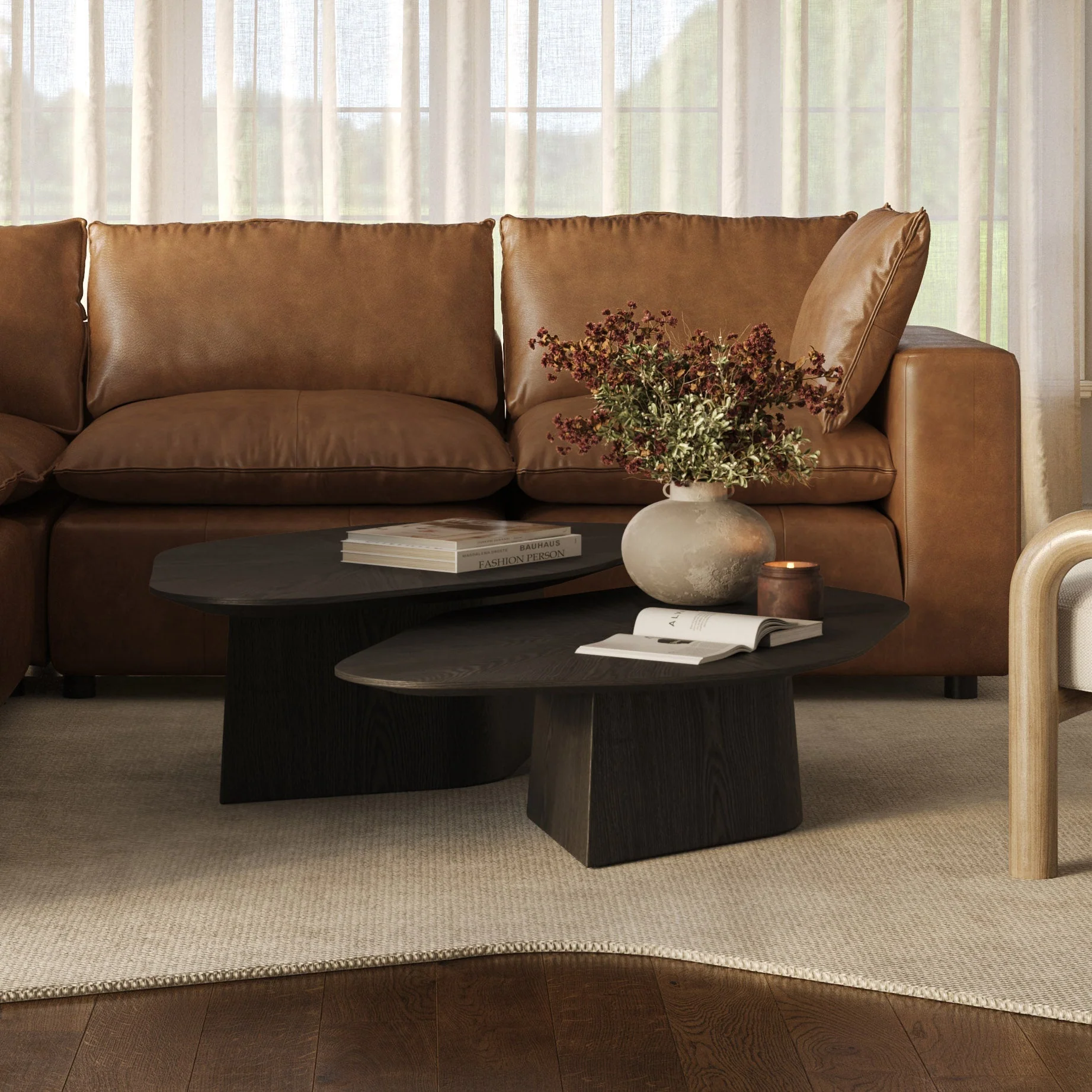 Roche 48" Ash Geometric Coffee Table - Image 2