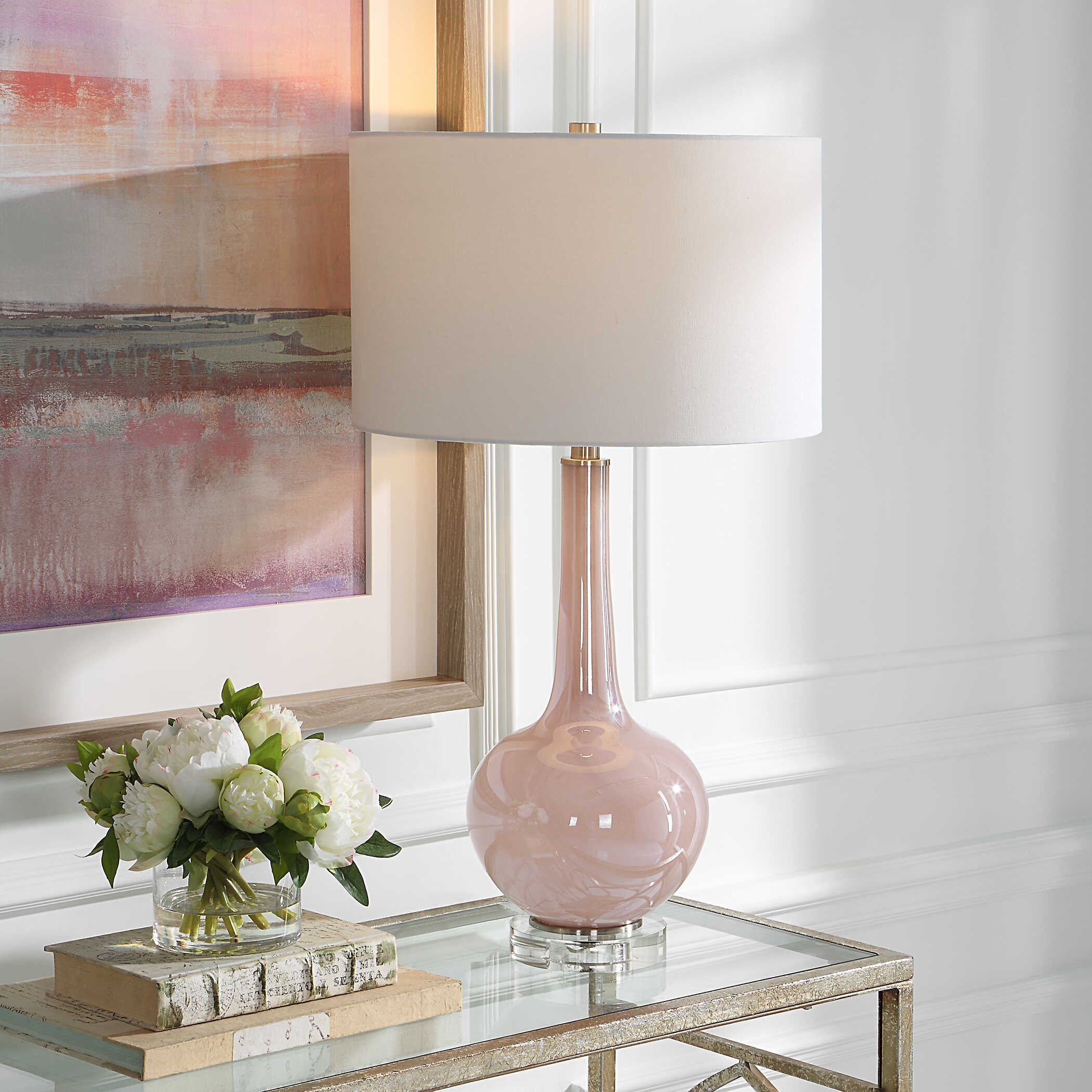 Rosa Pink Glass Table Lamp - Image 2