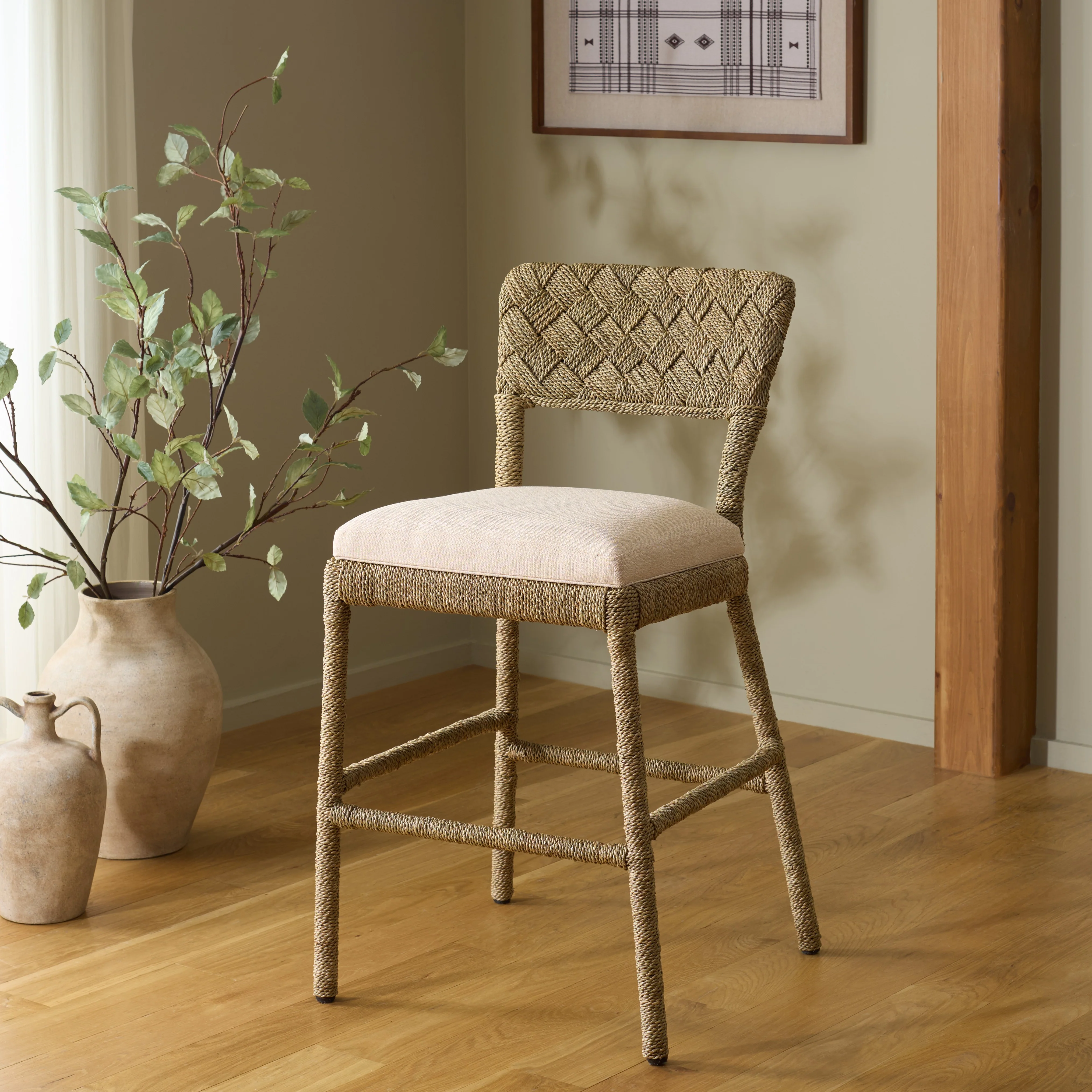 Rosemarie Woven Seagrass Counter Stool - Image 2