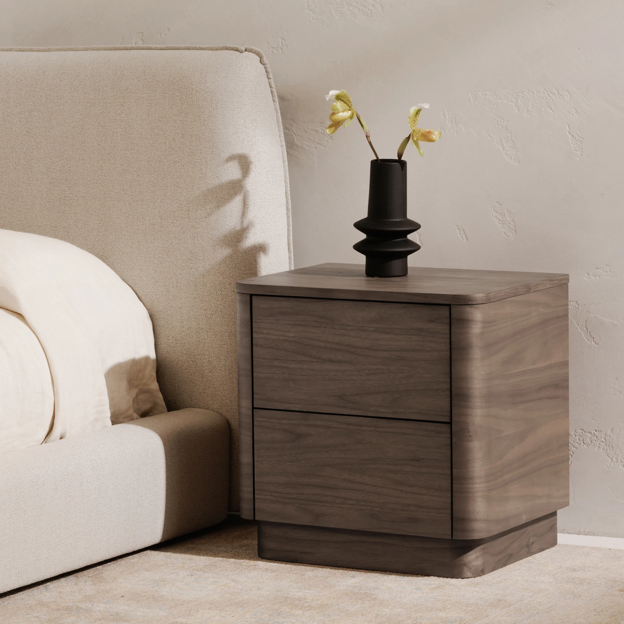 Round Off Tall Nightstand Walnut - Image 2