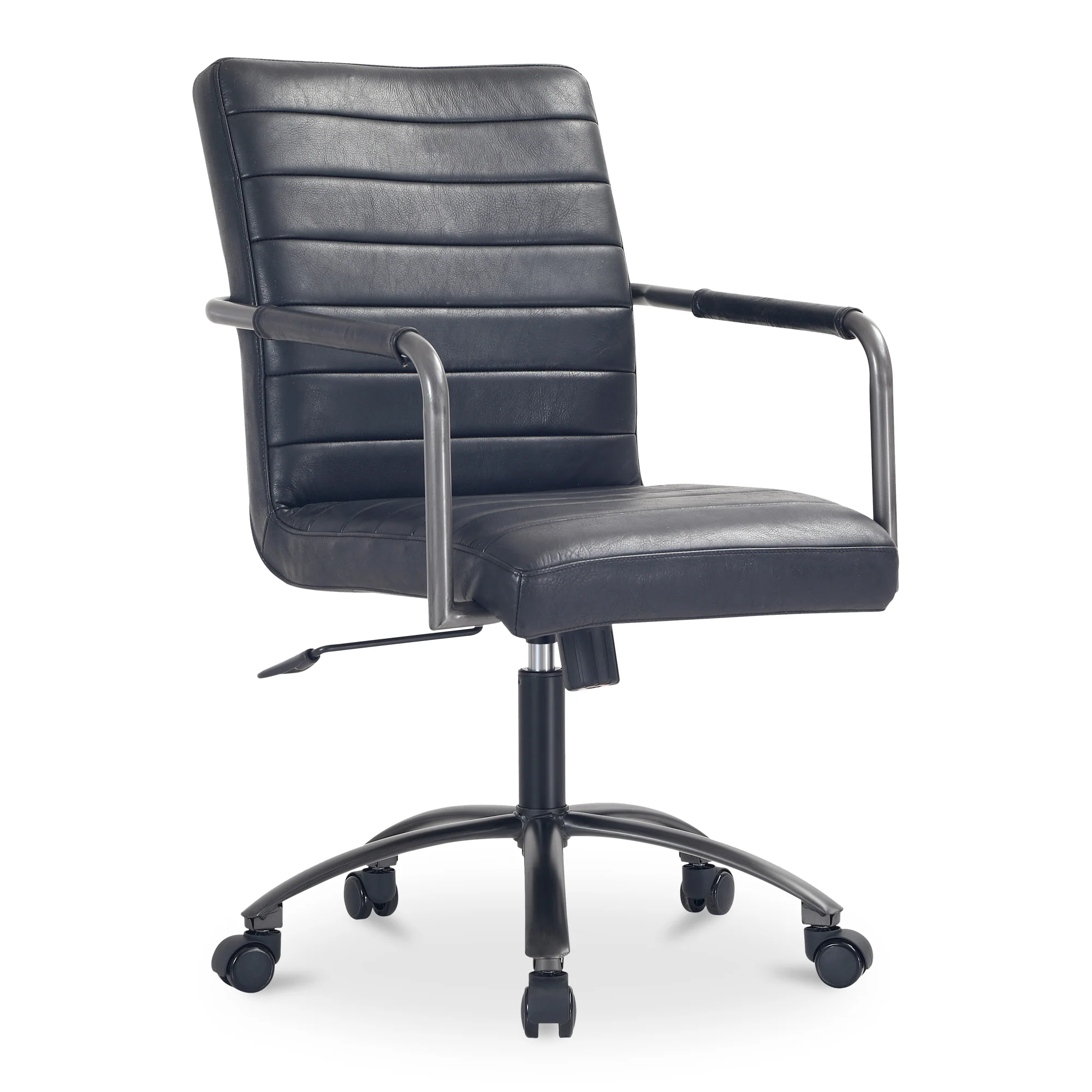 Roy Office Chair Black Leather - Image 3