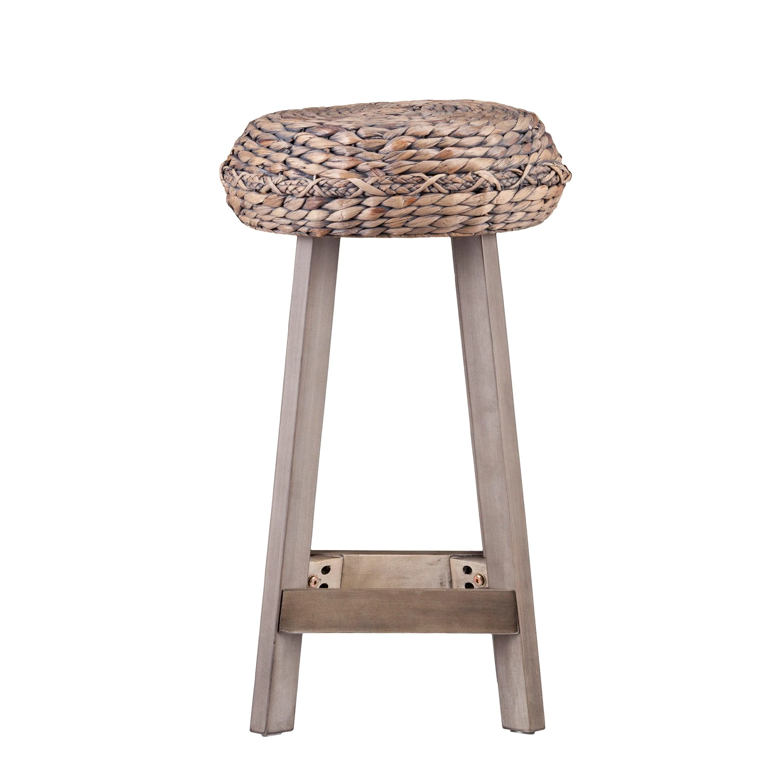 Rutina Backless Round Water Hyacinth 24" Stools 2pc Set- Weathered Gray - Image 3