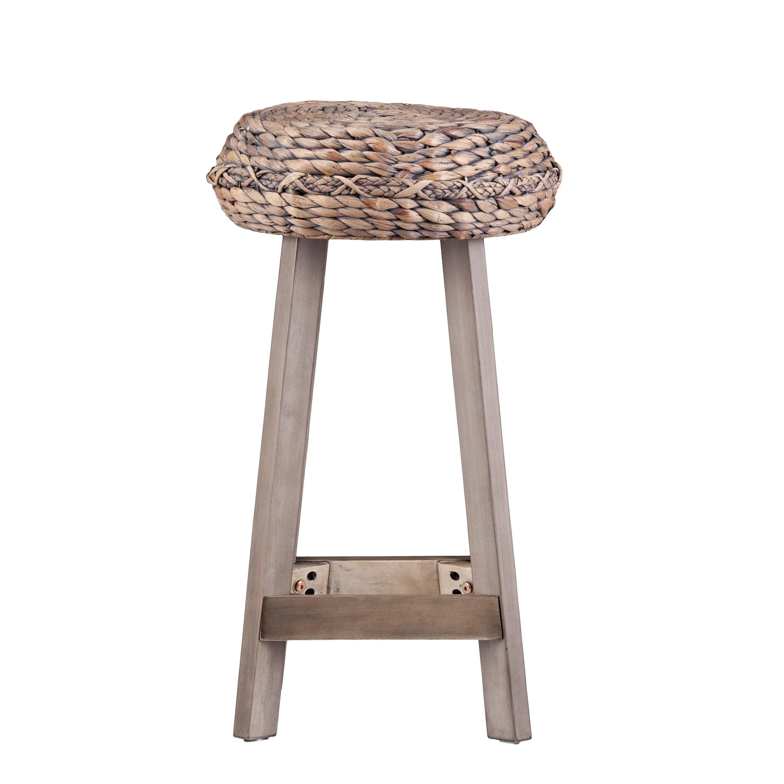 Rutina Backless Round Water Hyacinth 24" Stools 2pc Set- Weathered Gray - Image 4