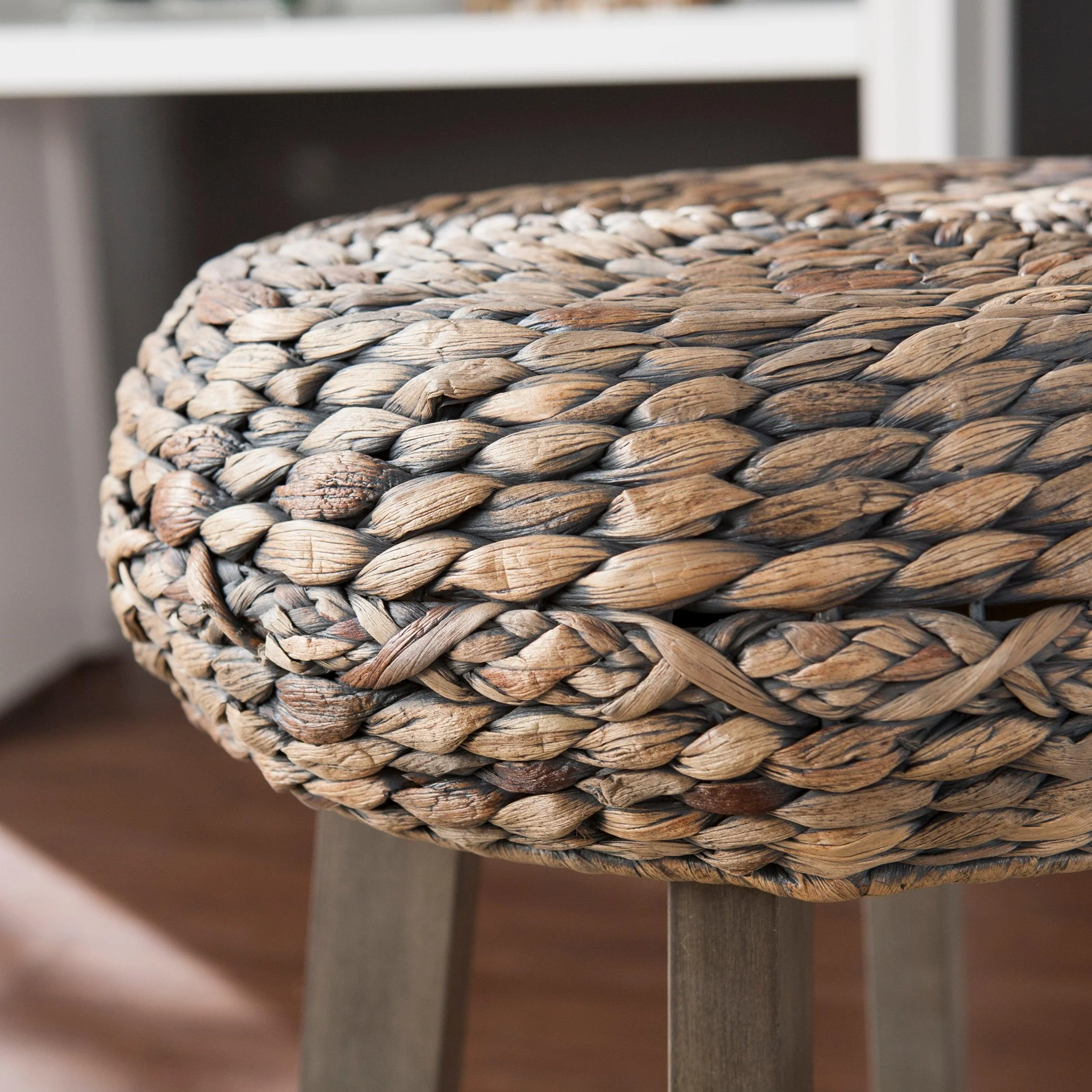 Rutina Backless Round Water Hyacinth 24" Stools 2pc Set- Weathered Gray - Image 9