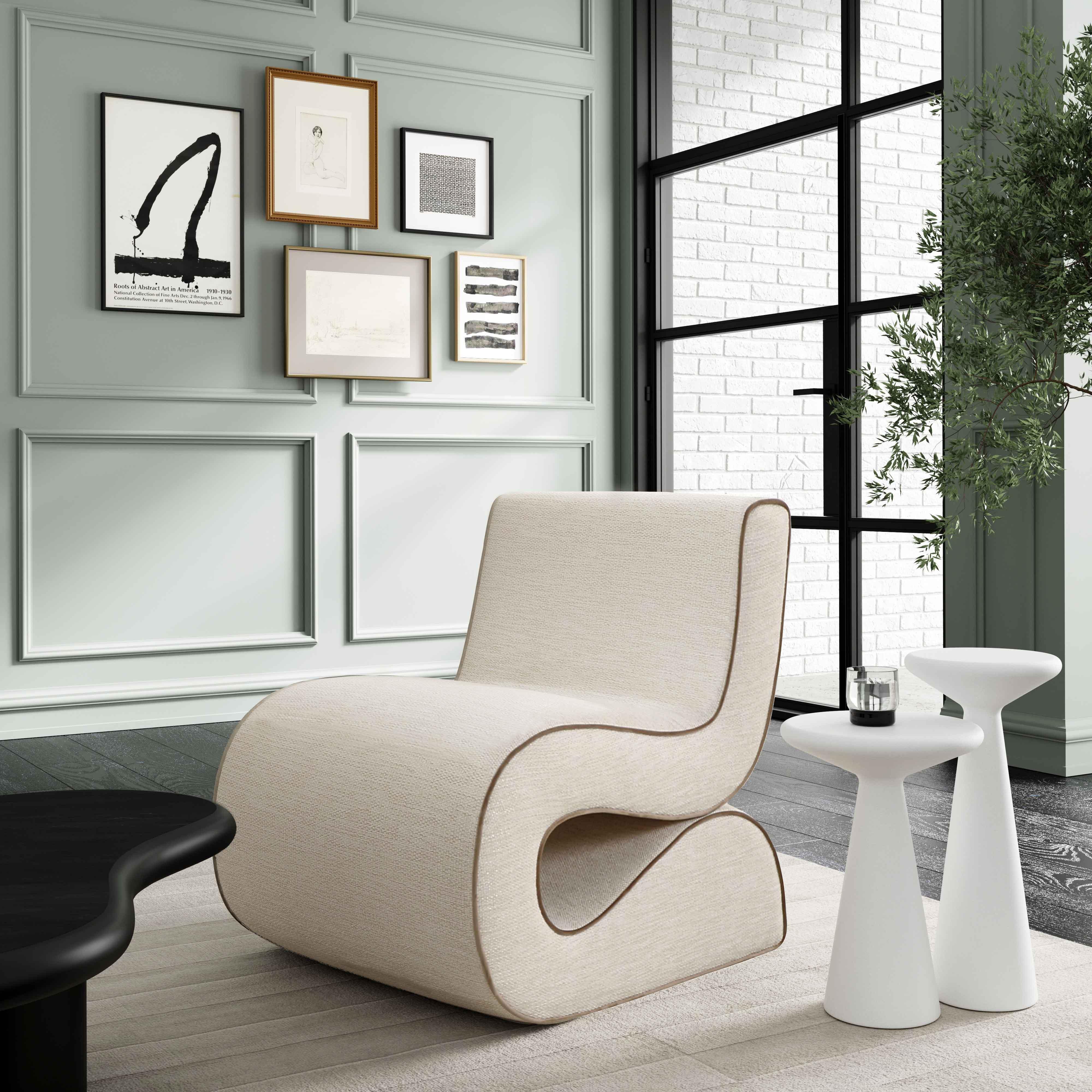 Senna Cream Basketweave Accent Chair - Image 2