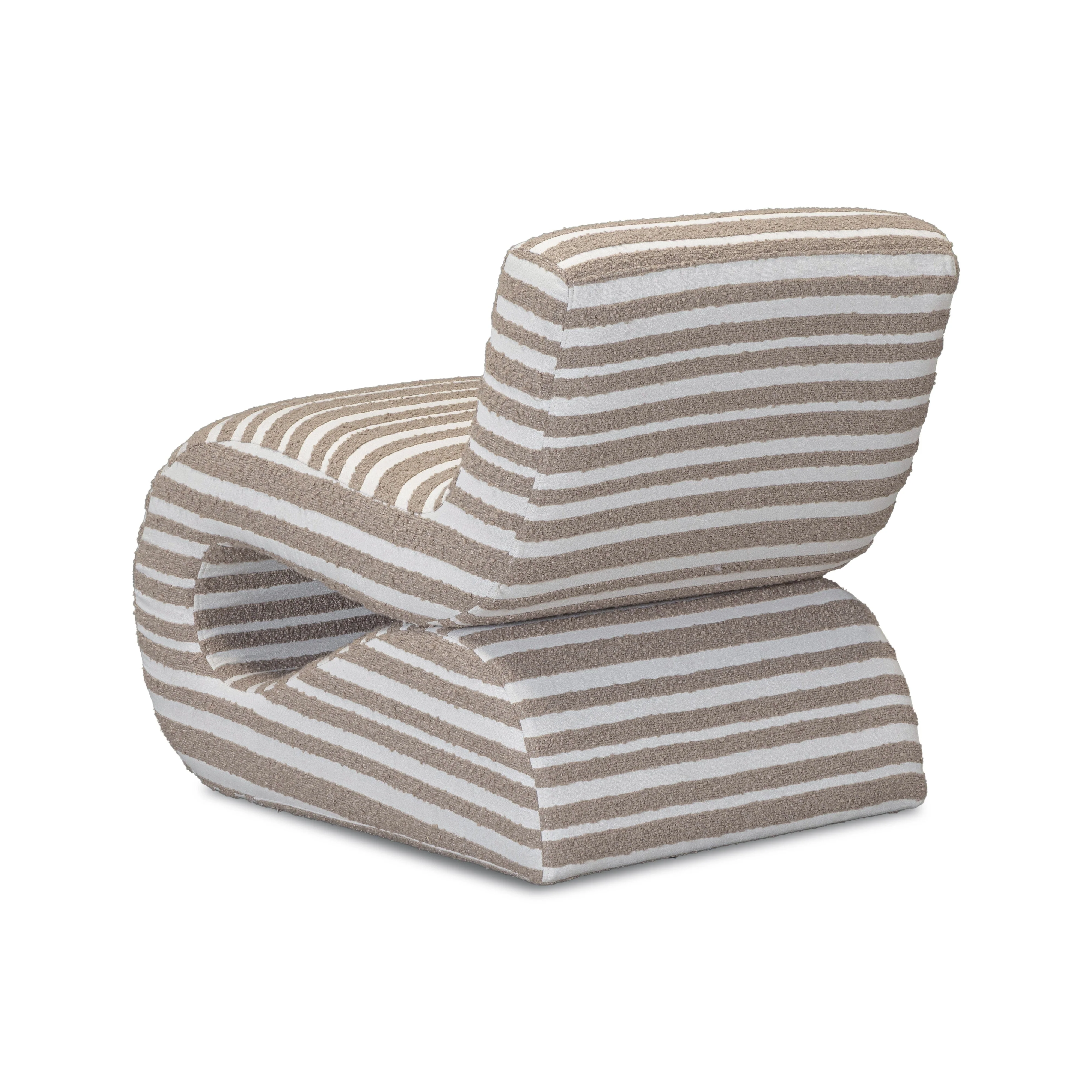 Senna Taupe Organic Stripes Contract-Grade Jacquard Fabric Accent Chair - Image 6
