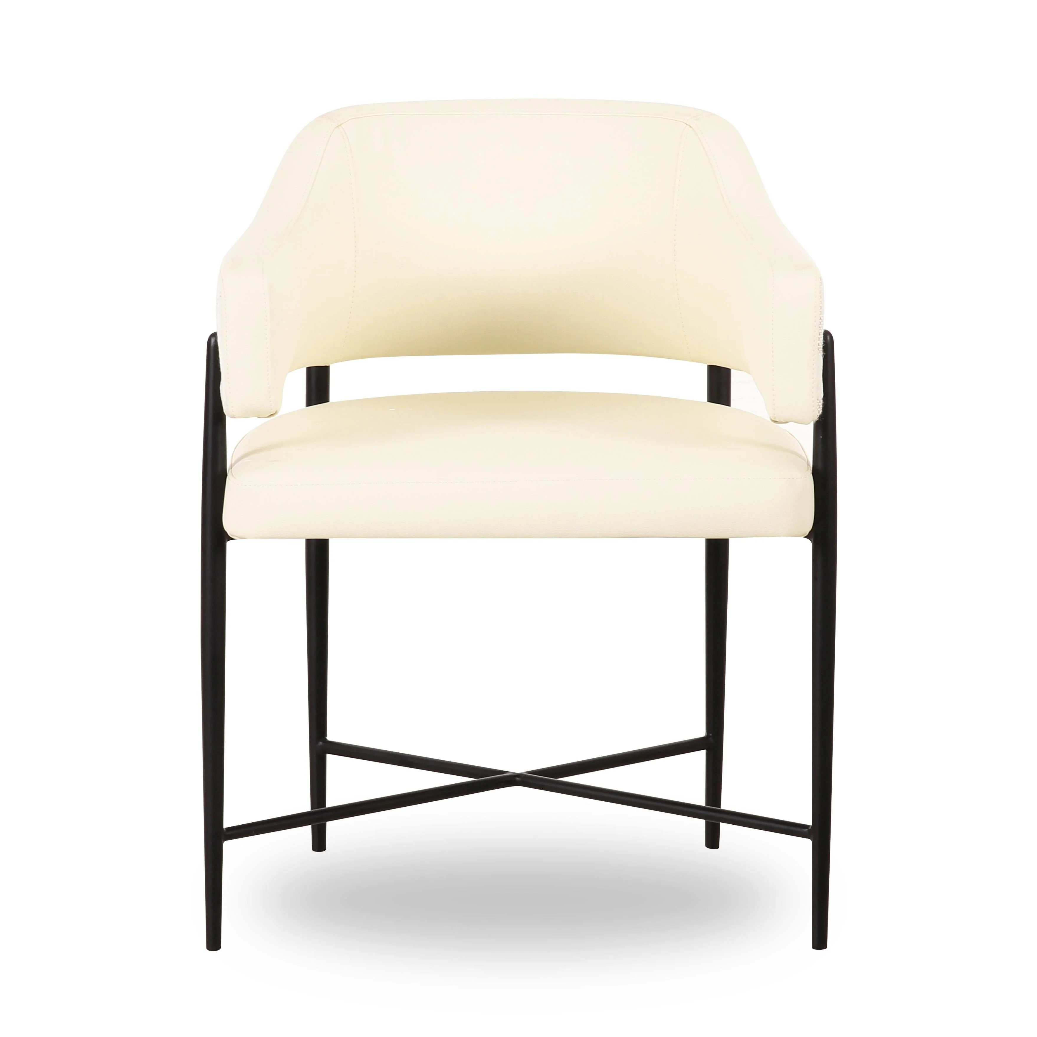 Sezanne Cream 2-Tone Performance Vegan Leather and Jacquard Dining Chair - Image 3