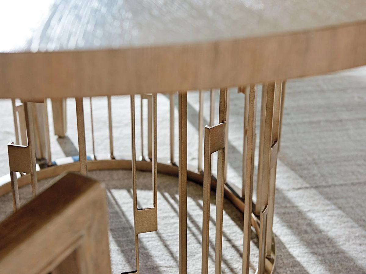 Shadow Play Rendezvous Round Metal Dining Table With Wooden Top - Image 3