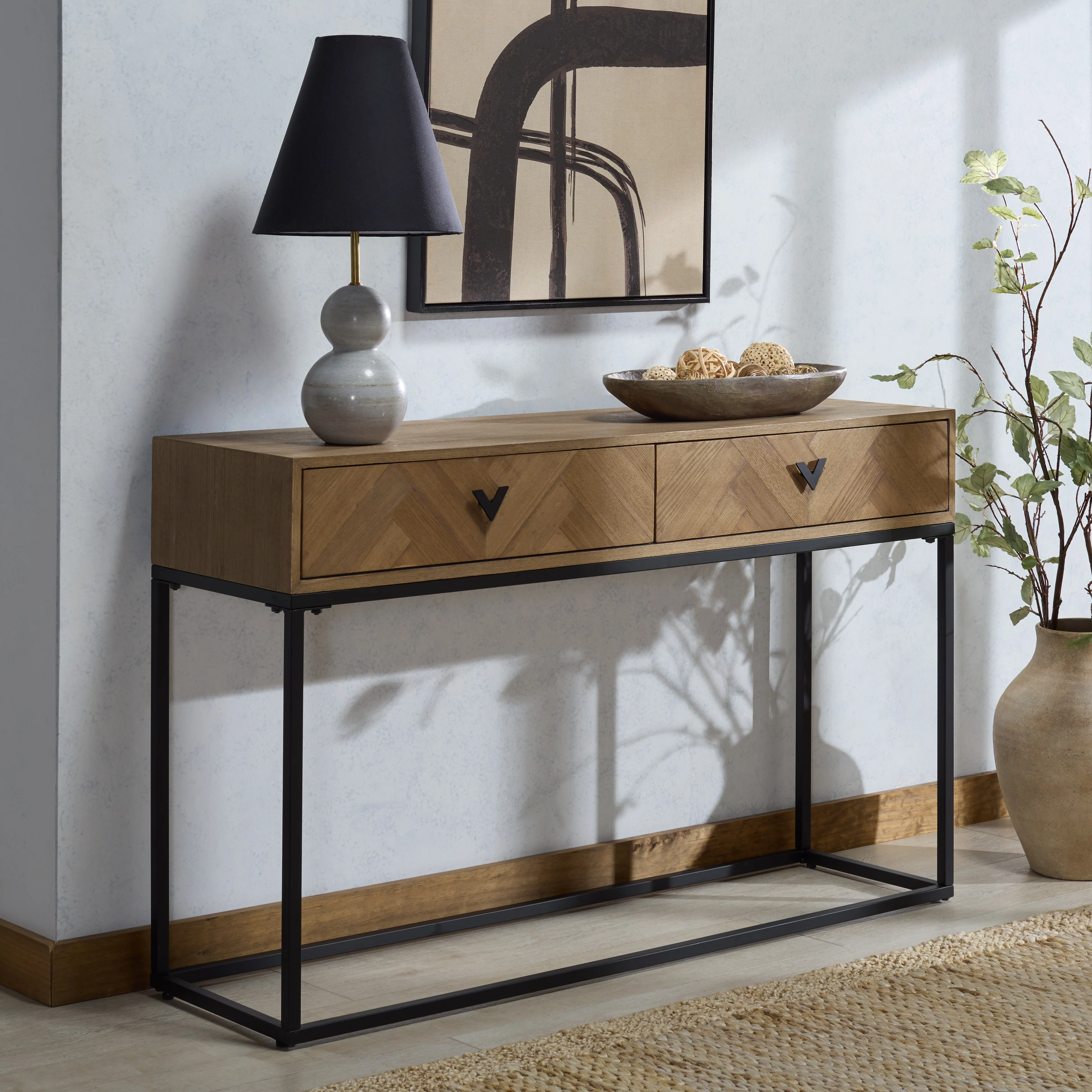 Sherriandra 2 Drawer Wood And Metal Console Table - Image 7