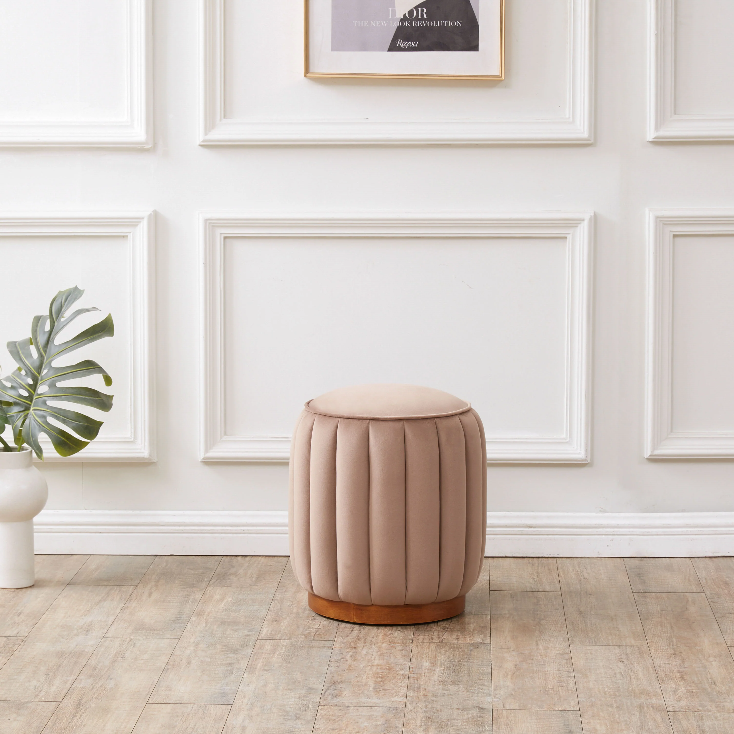 Sherrie Round Channel Tufted Ottoman - Image 7