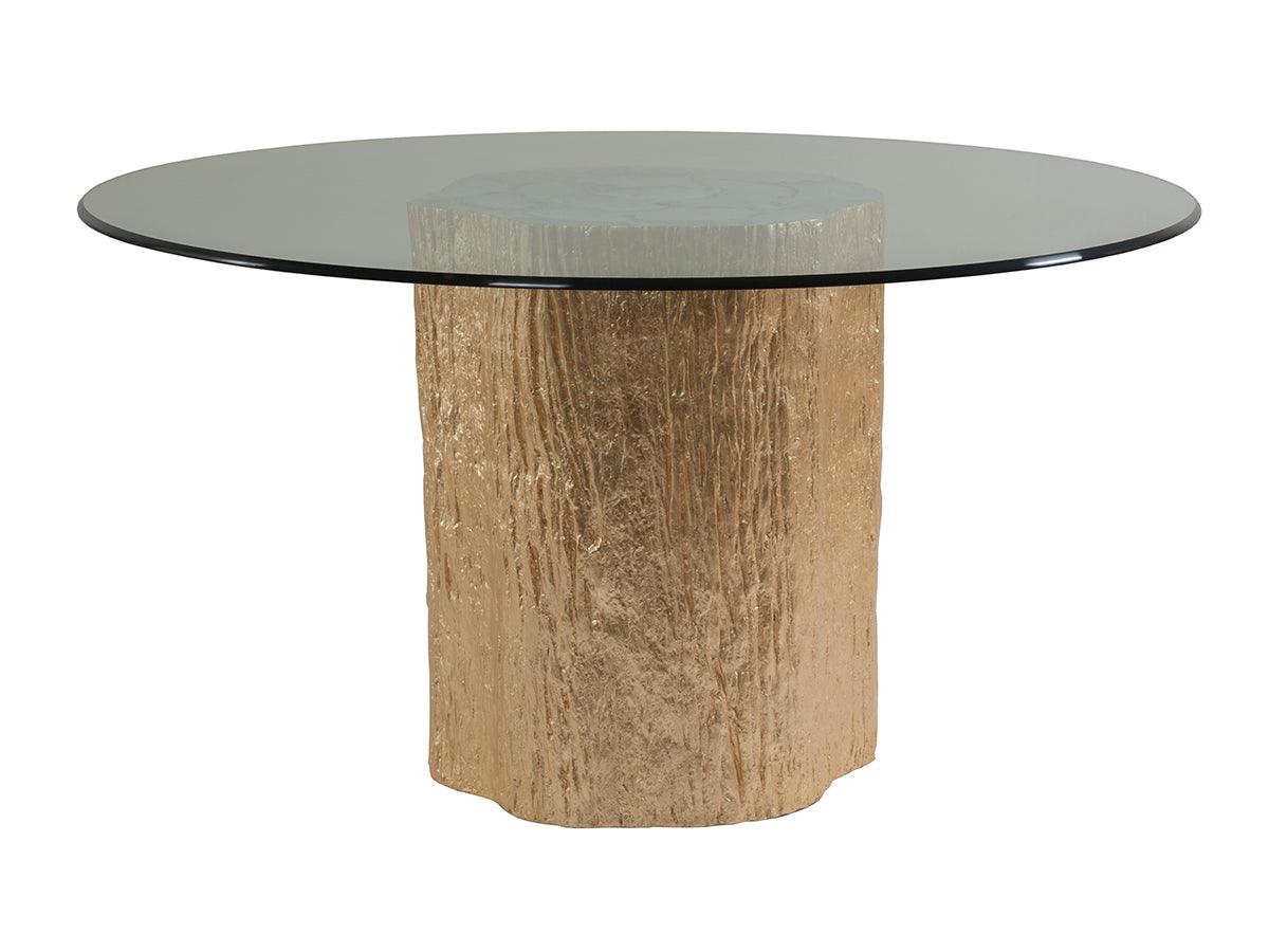 Signature Designs Trunk Segment Round Dining Table With Glass Top-Gold Leaf - Image 4