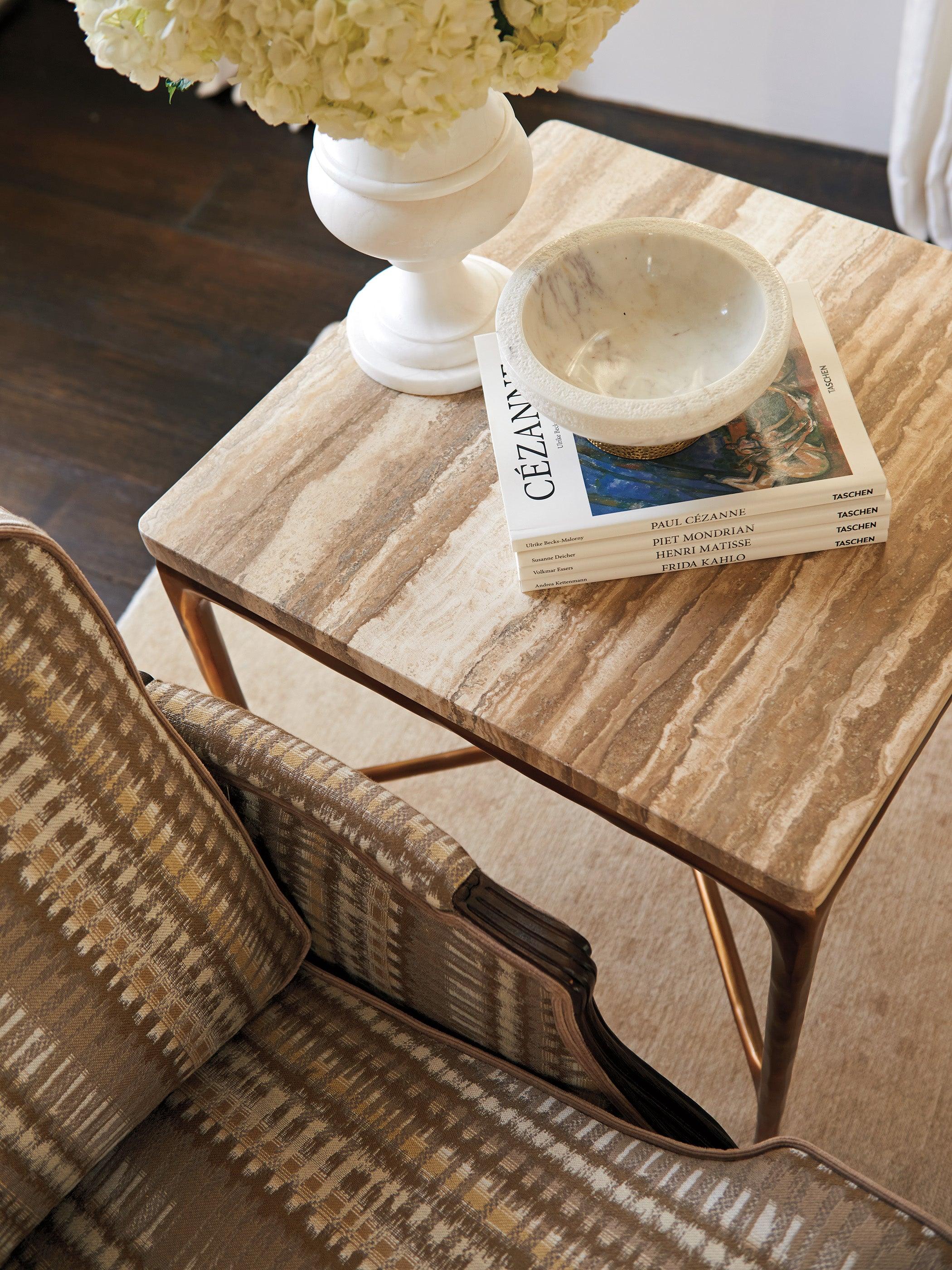 Silverado Menlo Park Metal End Table With Stone Top - Image 4