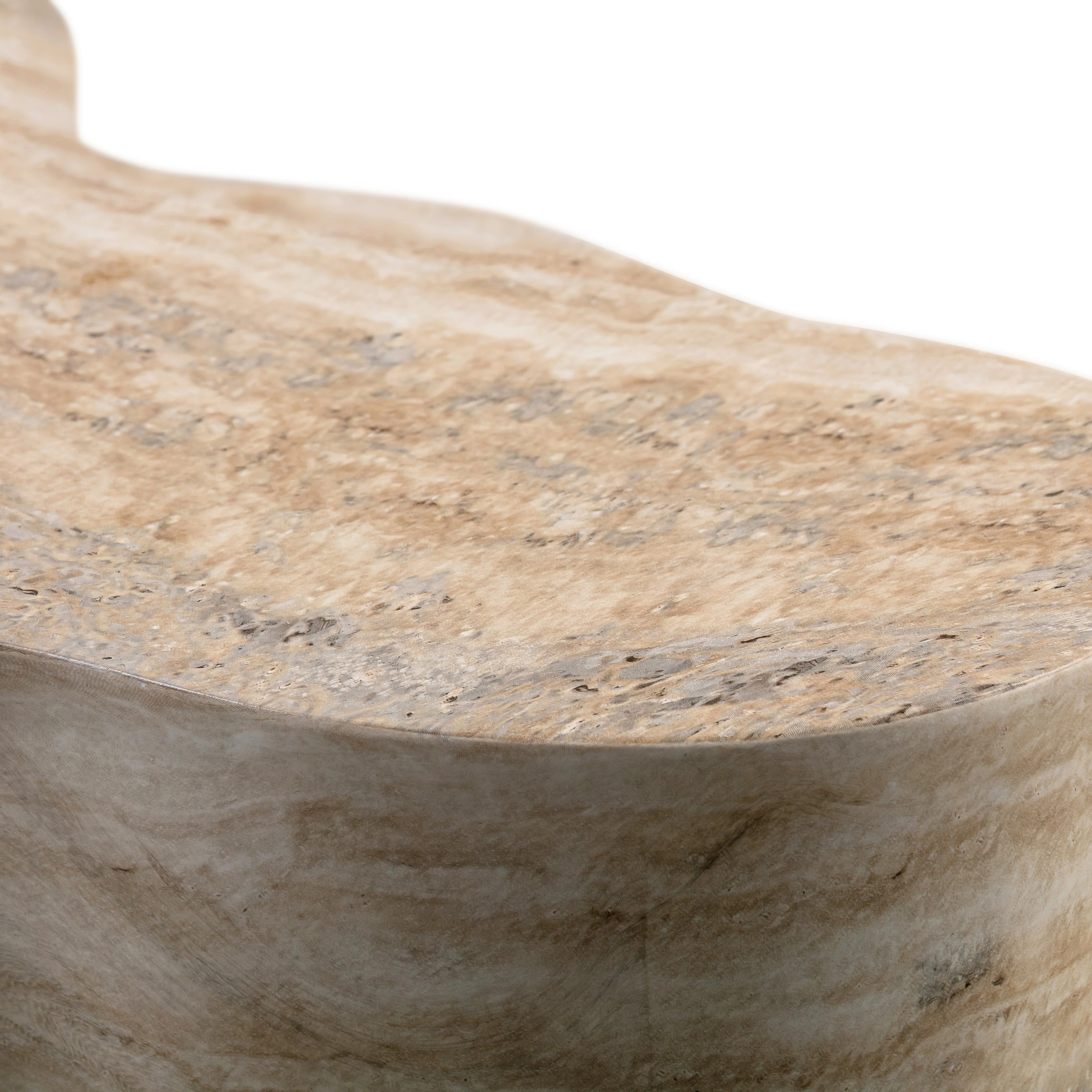 Slab Faux Travertine Short Side Table - Image 6