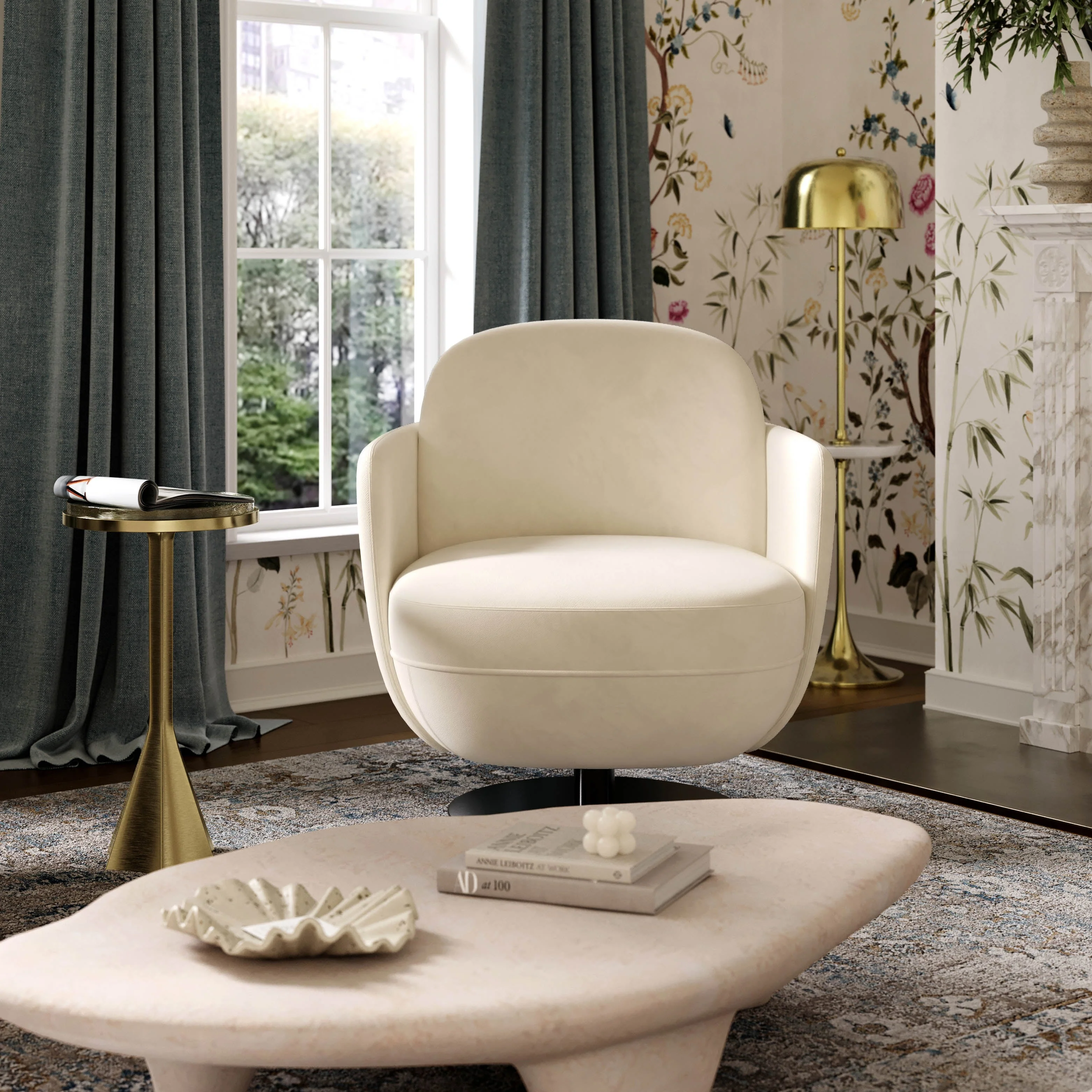 Solange Performance Velvet Swivel Accent Chair - Image 8