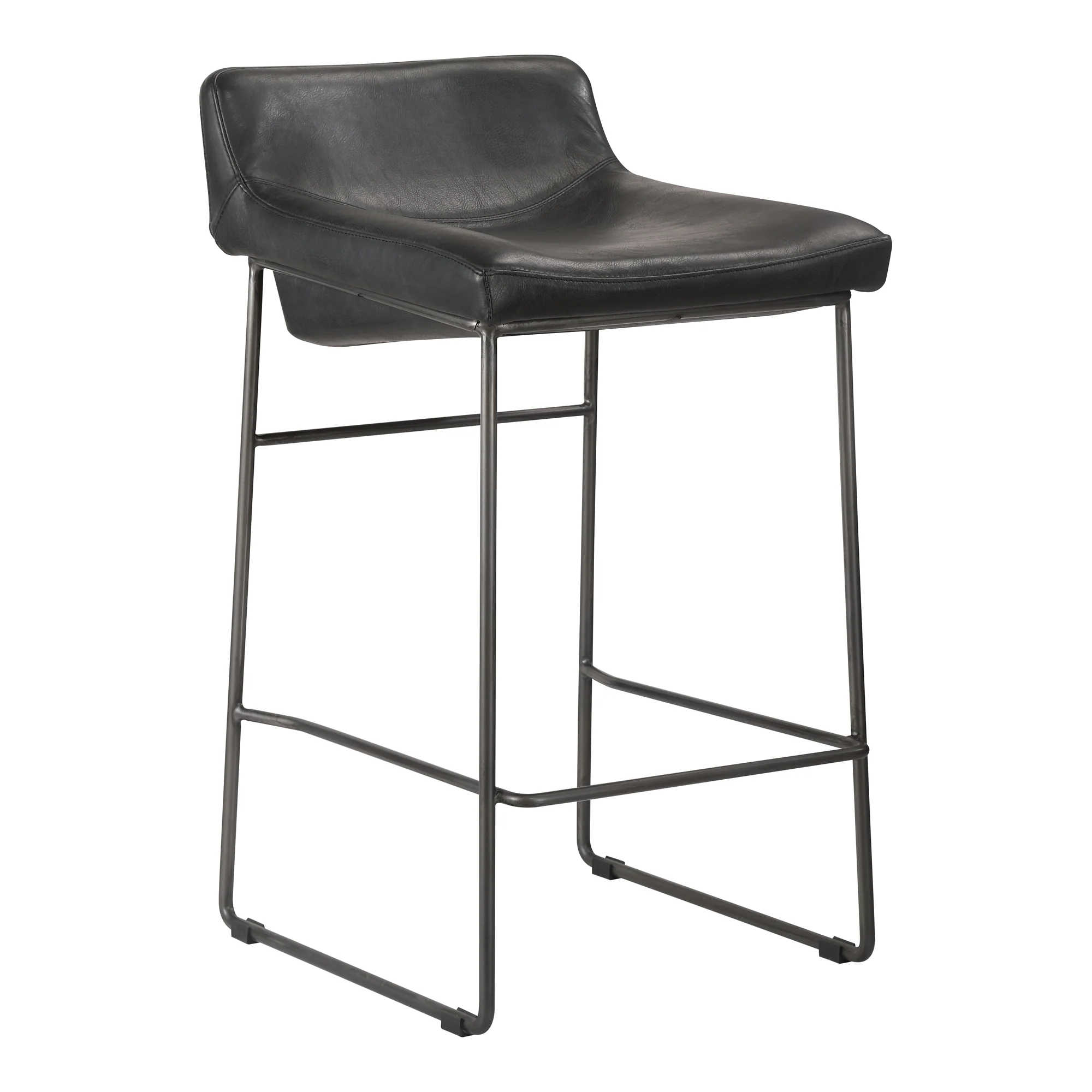 Starlet Counter Stool Onyx Black Leather  - Set Of Two - Image 6