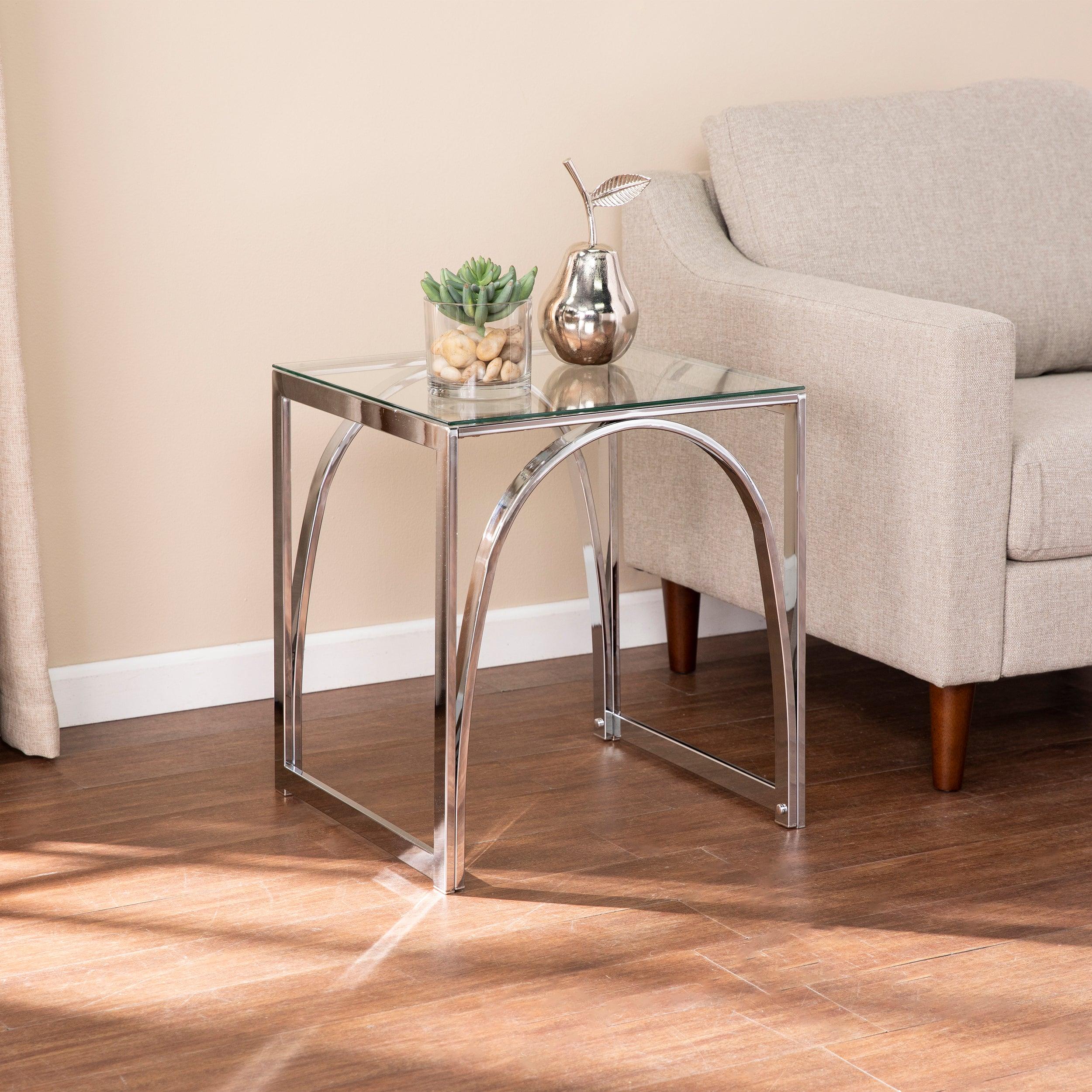 Stevenly Square Glass-Top End Table - Image 2