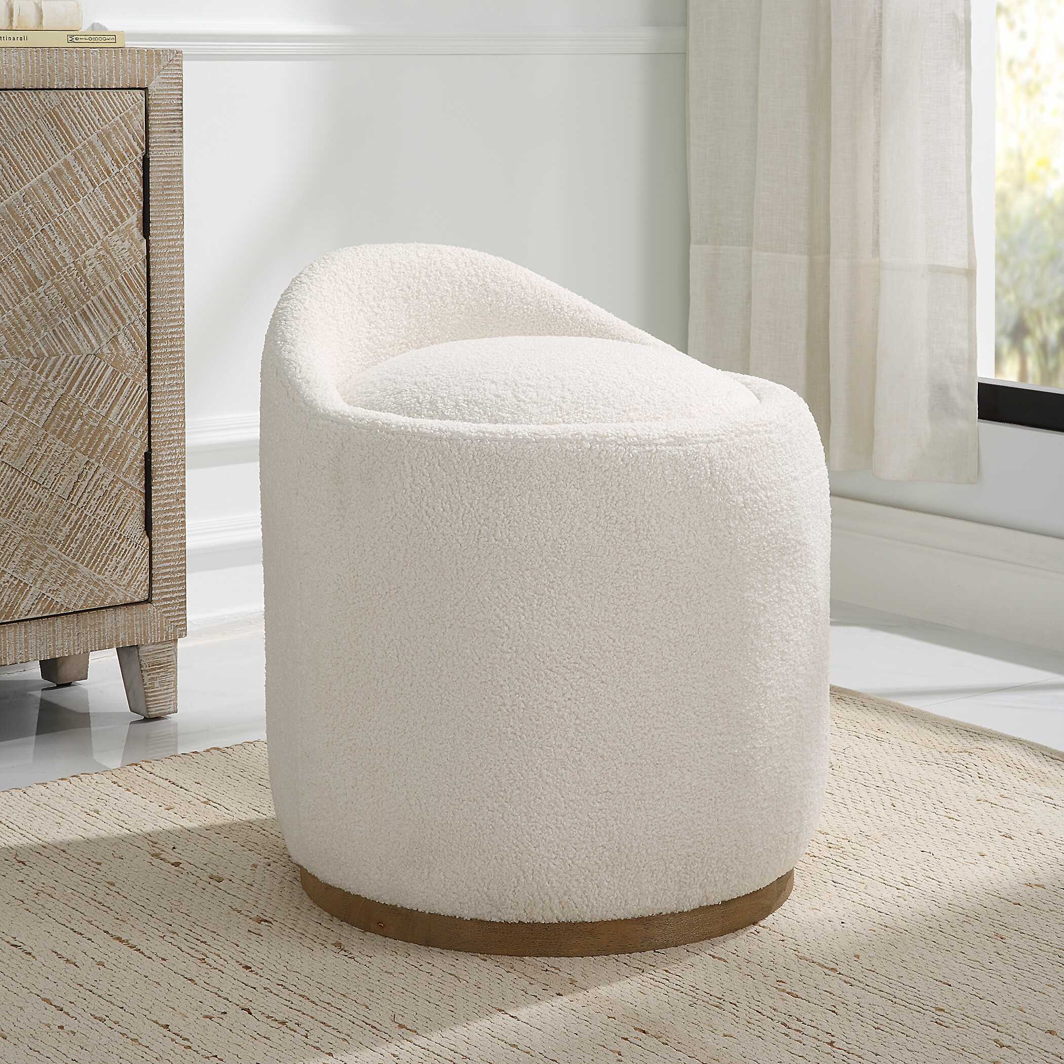 Swirl Swivel Sheepskin Ottoman - Image 2