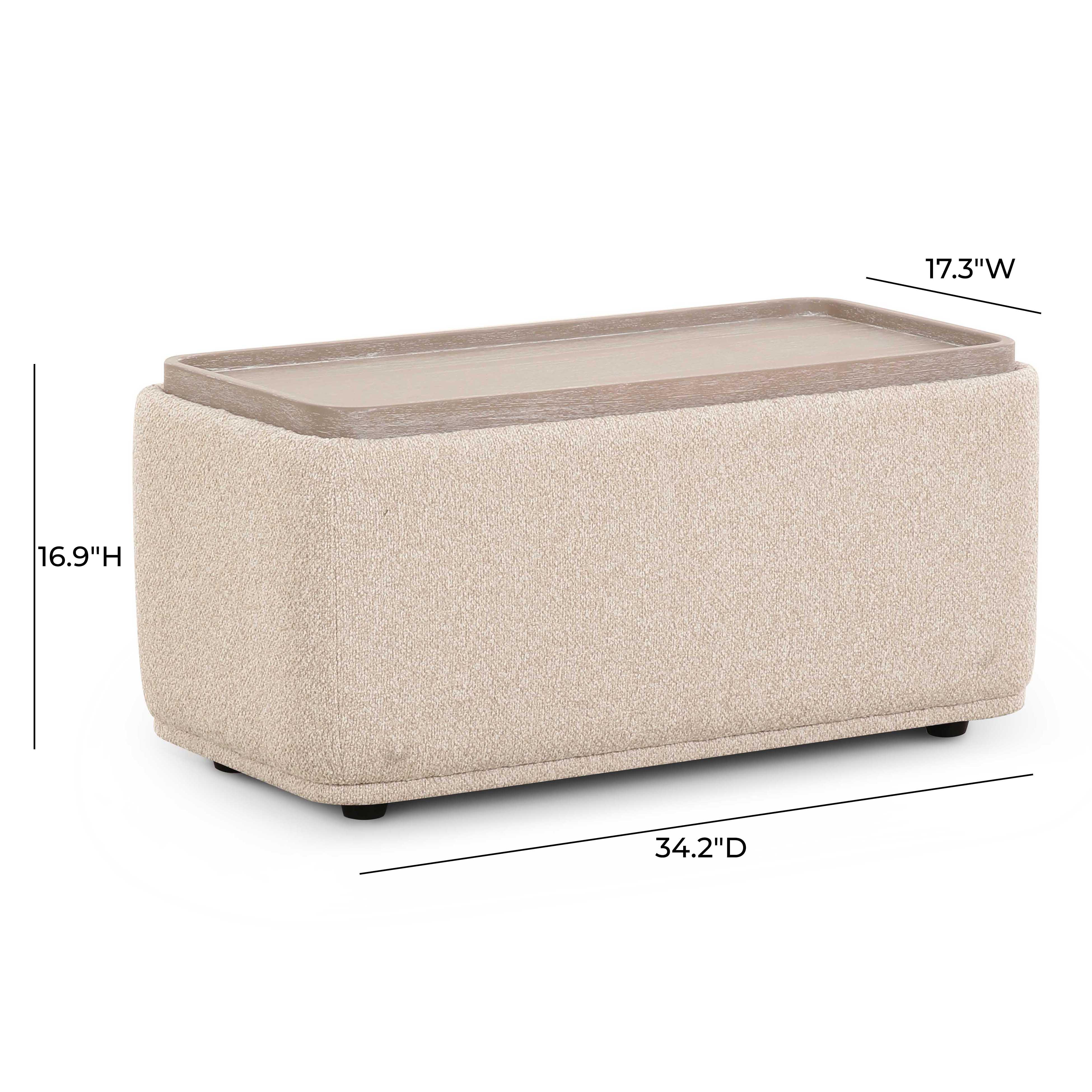 Sylvie Cream Performance Boucle Ottoman Table - Image 5