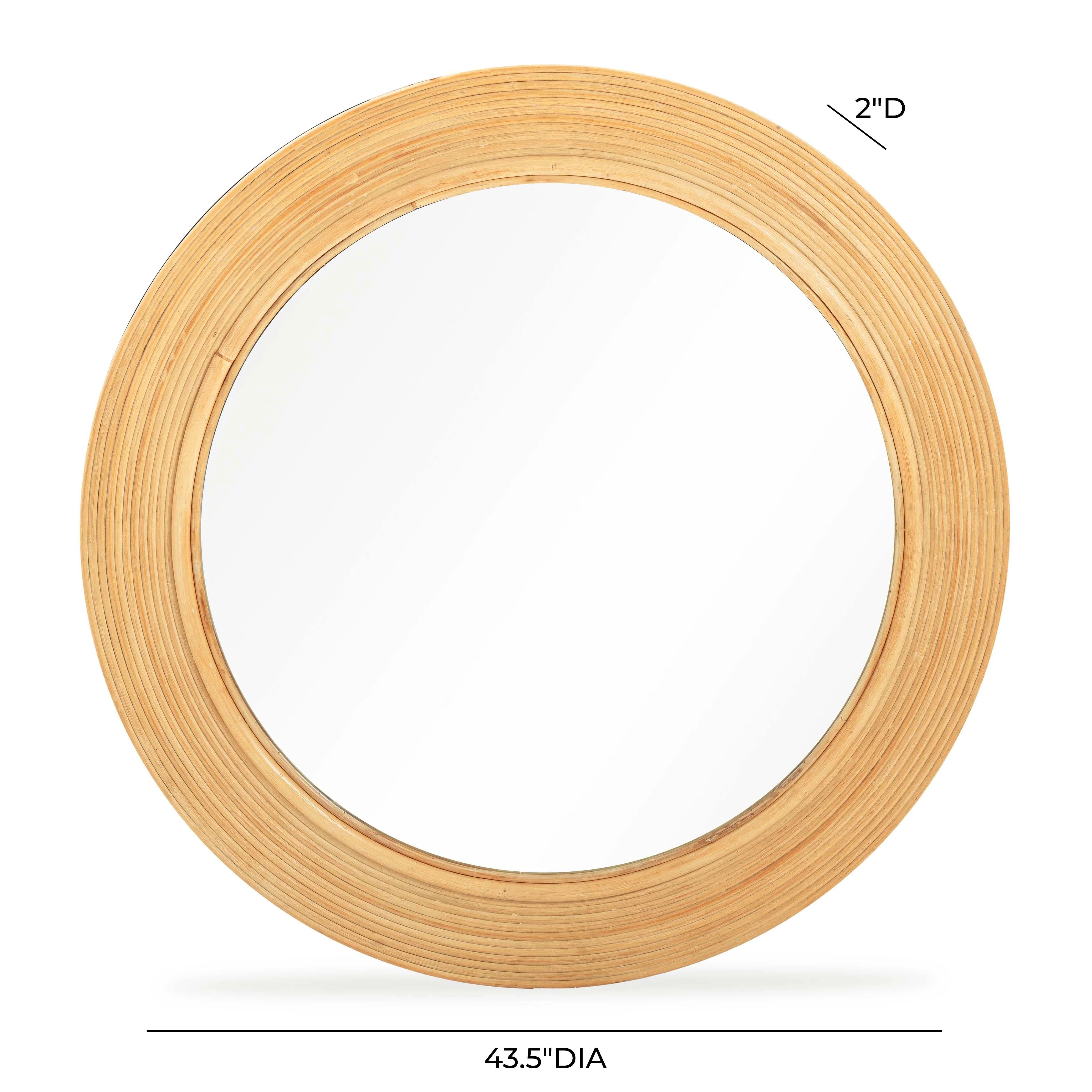 Tanya 43.5" Rattan Round Wall Mirror - Image 4