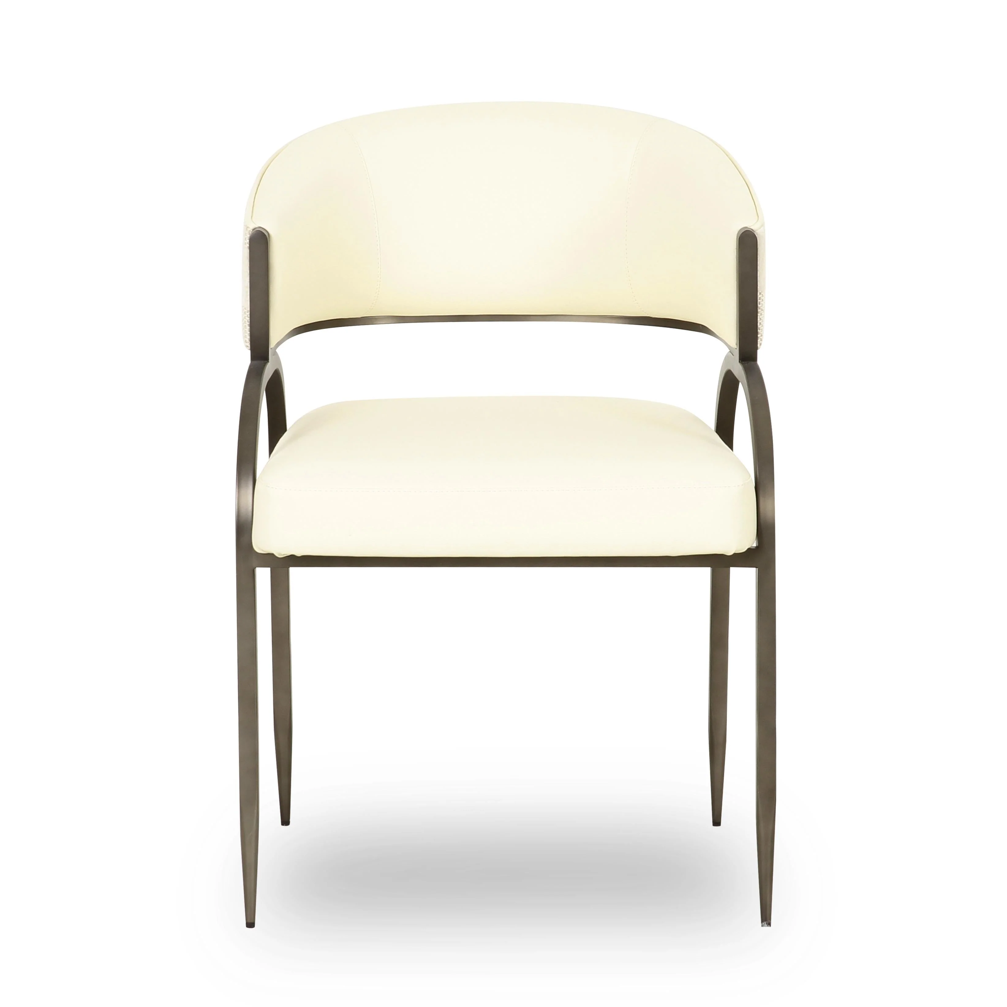 Tatum Cream 2-Tone Performance Vegan Leather and Jacquard Dining Chair - Image 3