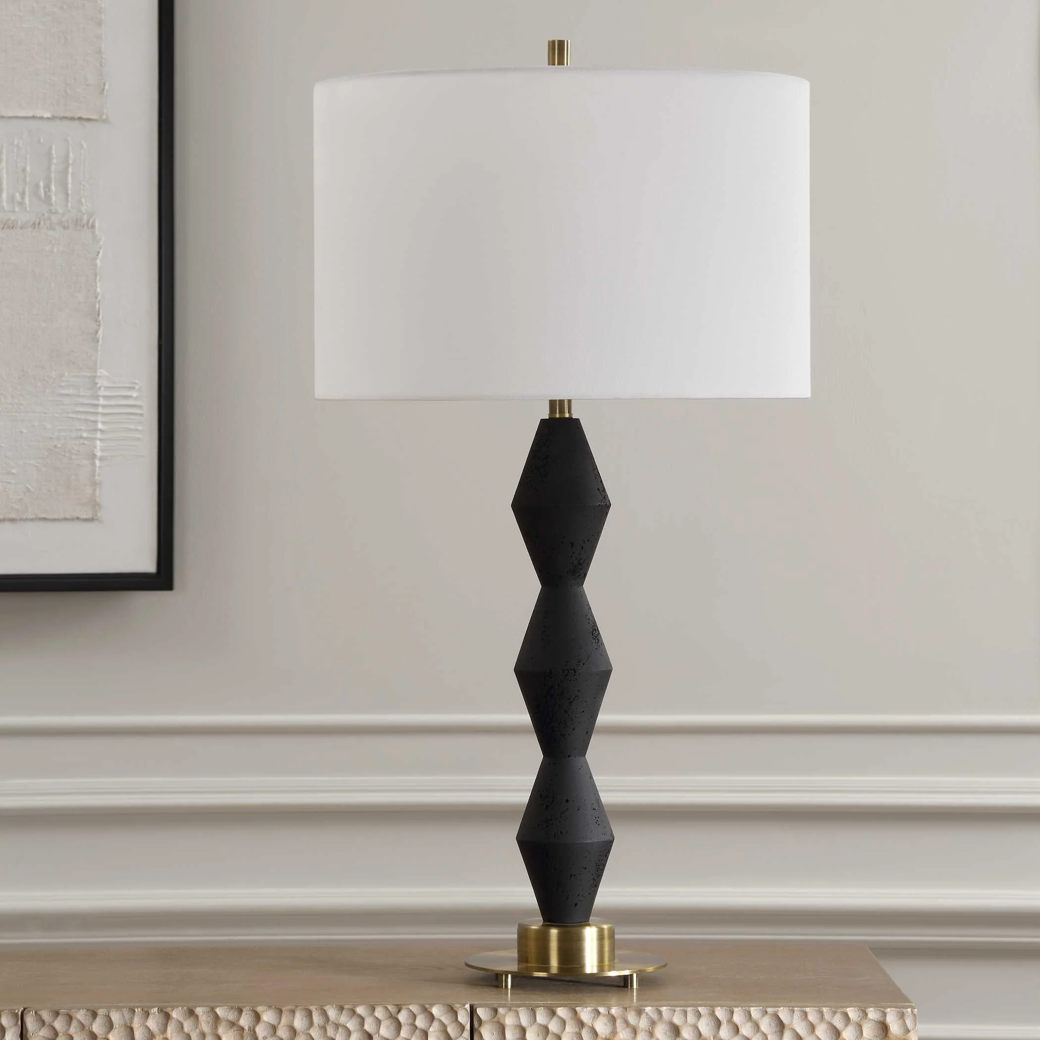 Threefold Black Stone Table Lamp - Image 3