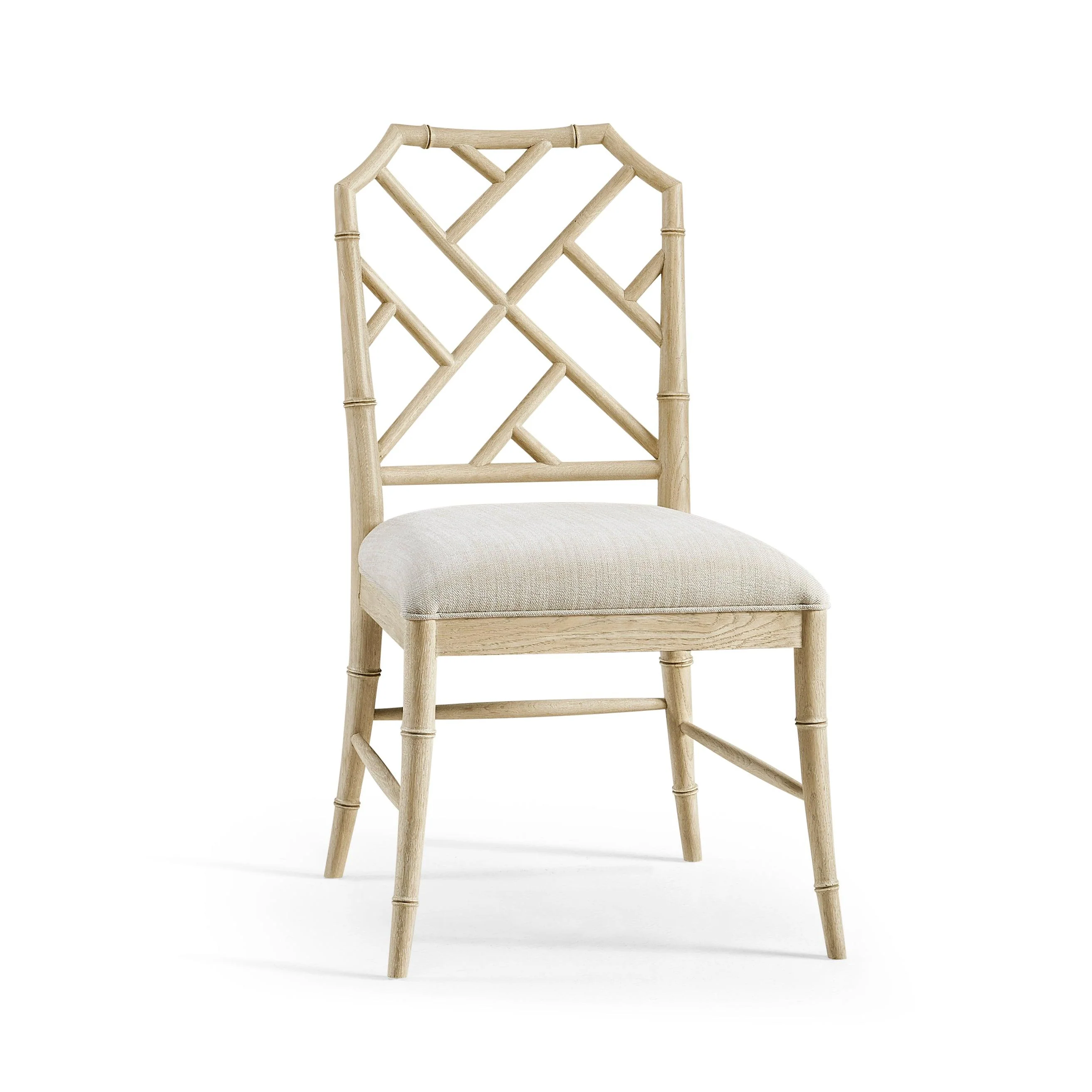 Timeless Saros Chippendale Bamboo Side Chair in Stripped Oak - Set Of 2