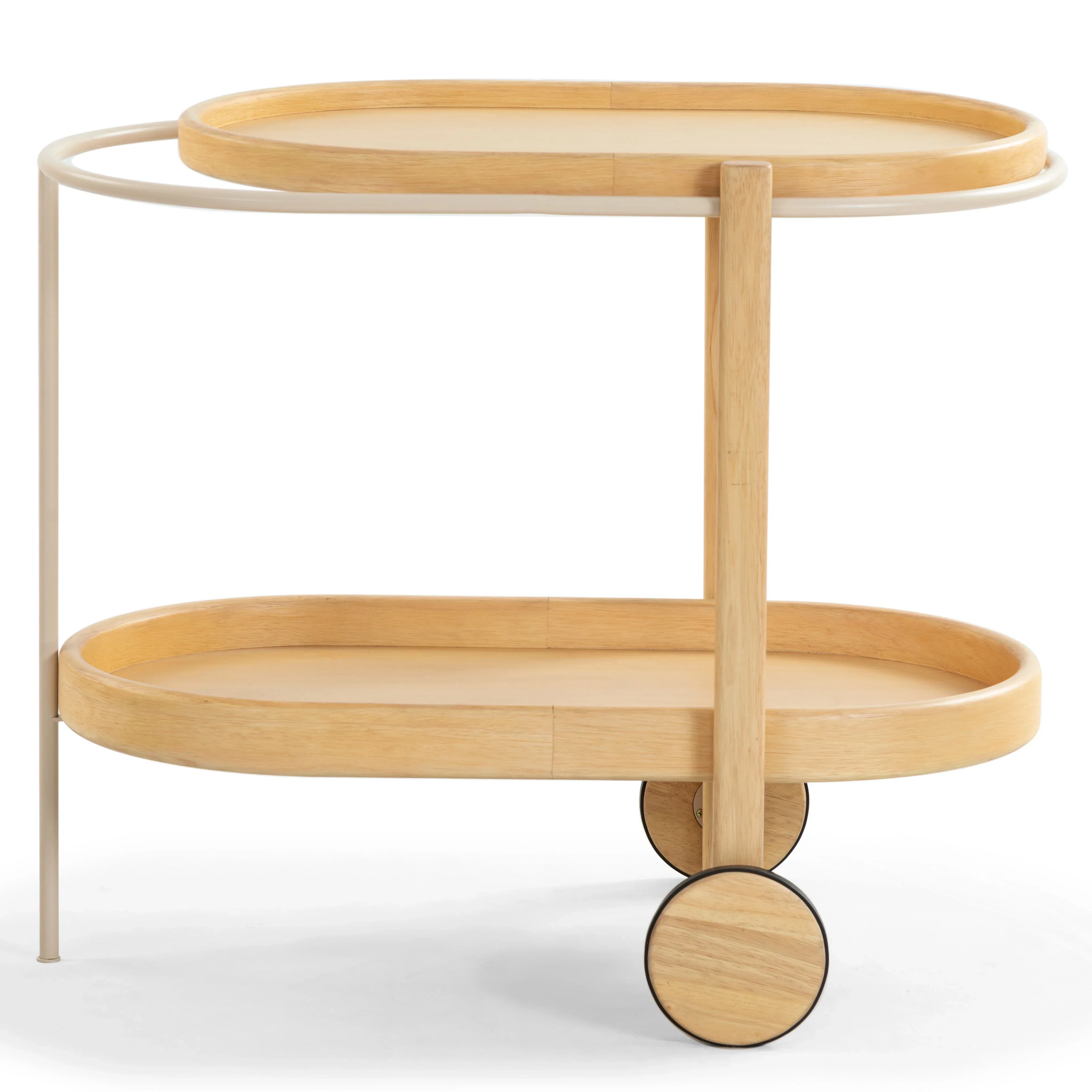 Trianna Wood Oval 2 Shelf Bar Cart - Image 3