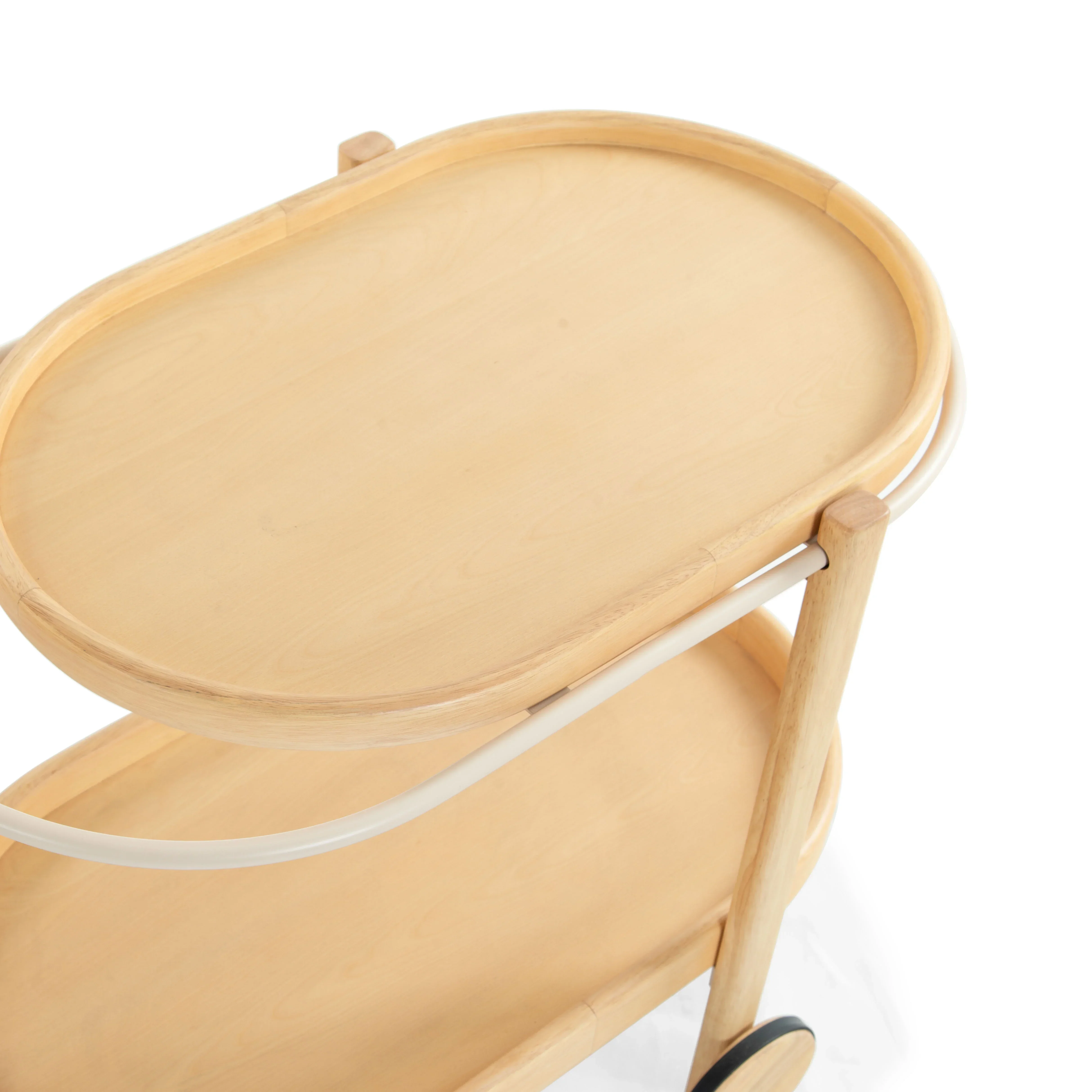 Trianna Wood Oval 2 Shelf Bar Cart - Image 9